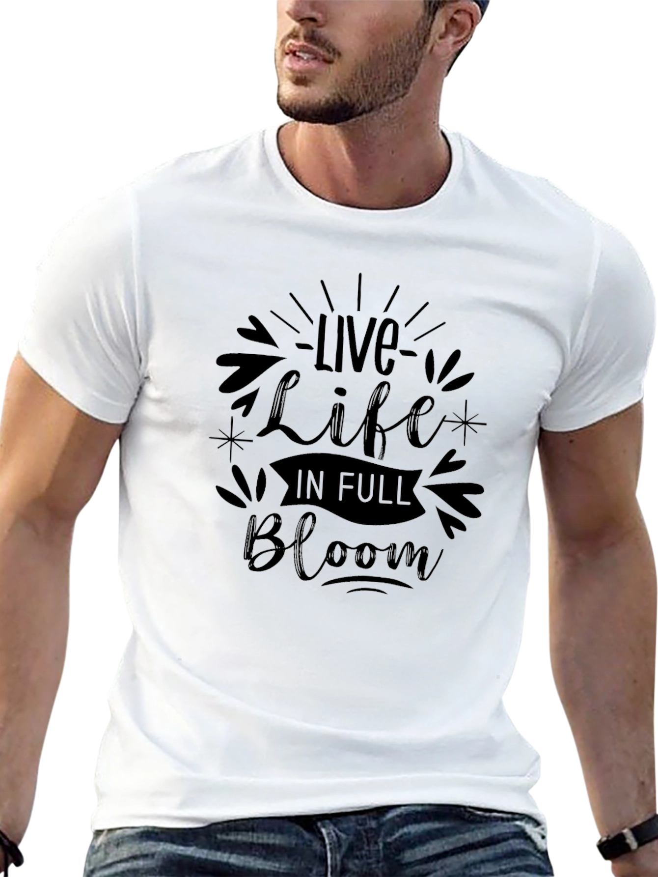 Live Life In Full Bloom Black T-Shirt