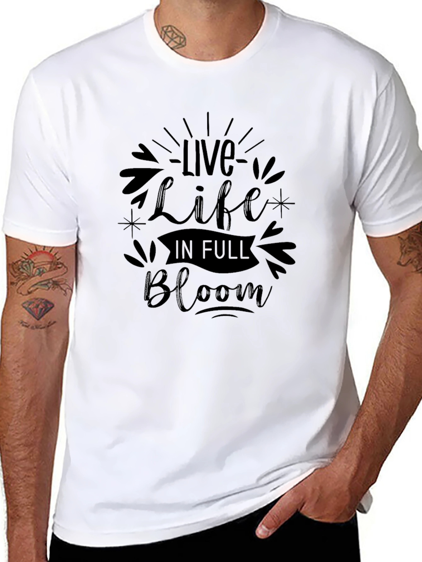 Live Life In Full Bloom Black T-Shirt