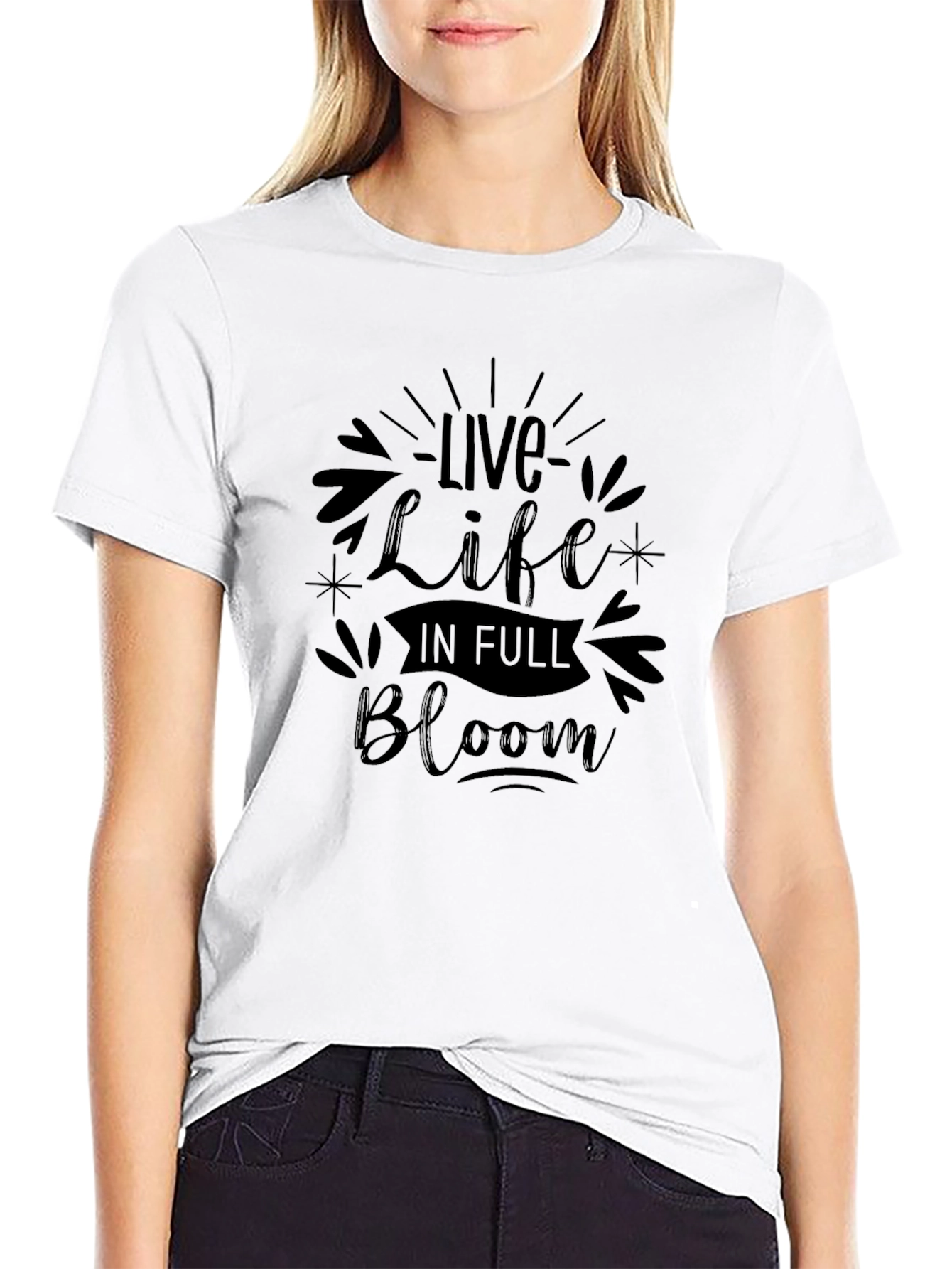 Live Life In Full Bloom Black T-Shirt