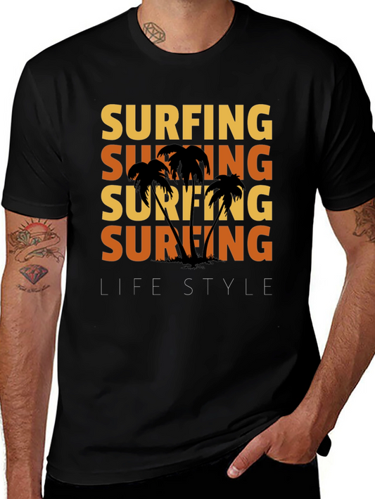 Surfing Lifestyle Graphic Tee - Black