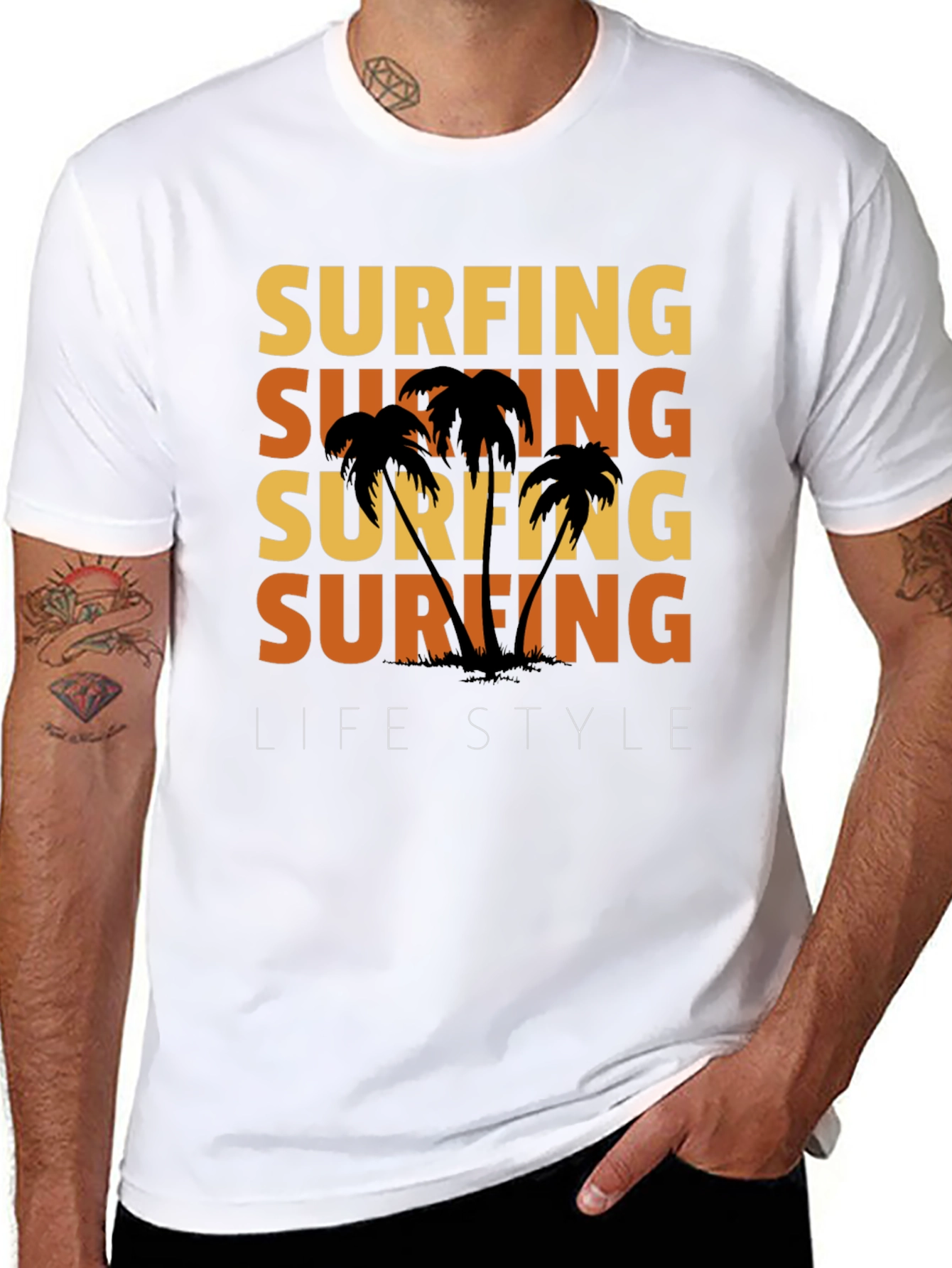 Surfing Lifestyle Graphic Tee - Black