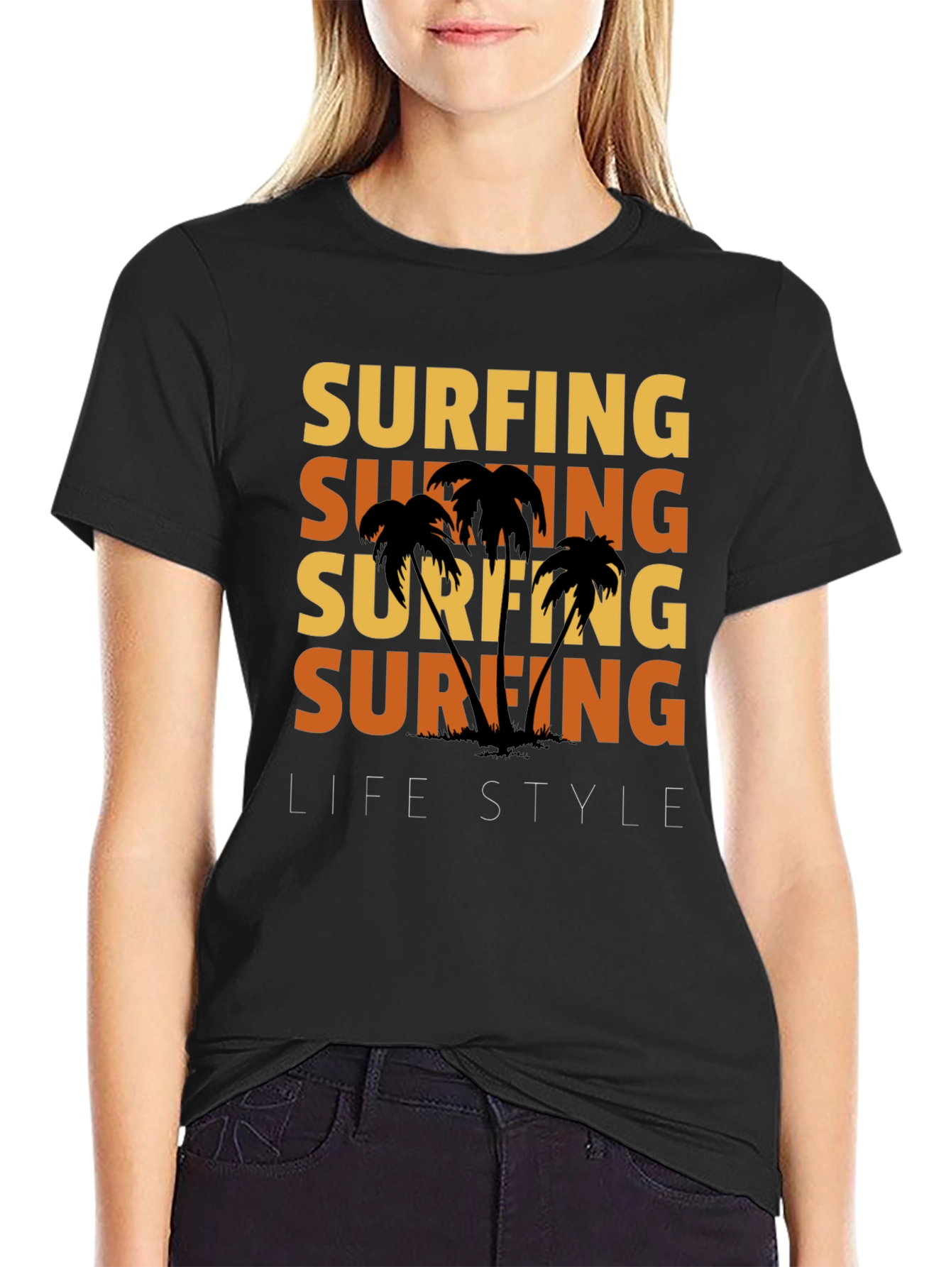 Surfing Lifestyle Graphic Tee - Black