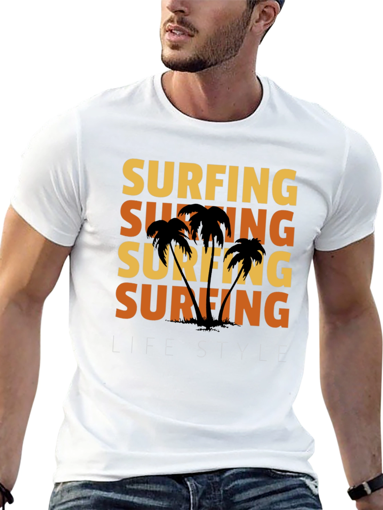 Surfing Lifestyle Graphic Tee - Black