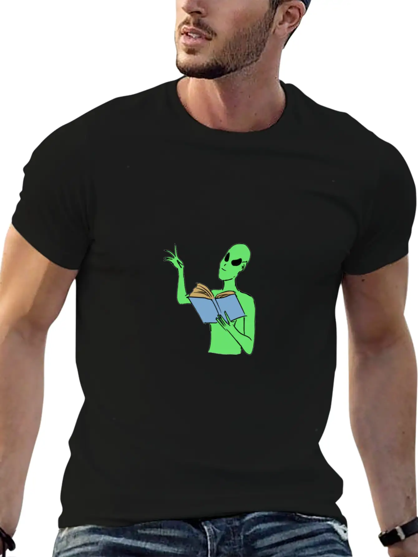 Alien Reading Unisex Casual T-Shirt – Clean Design For Daily Comfort