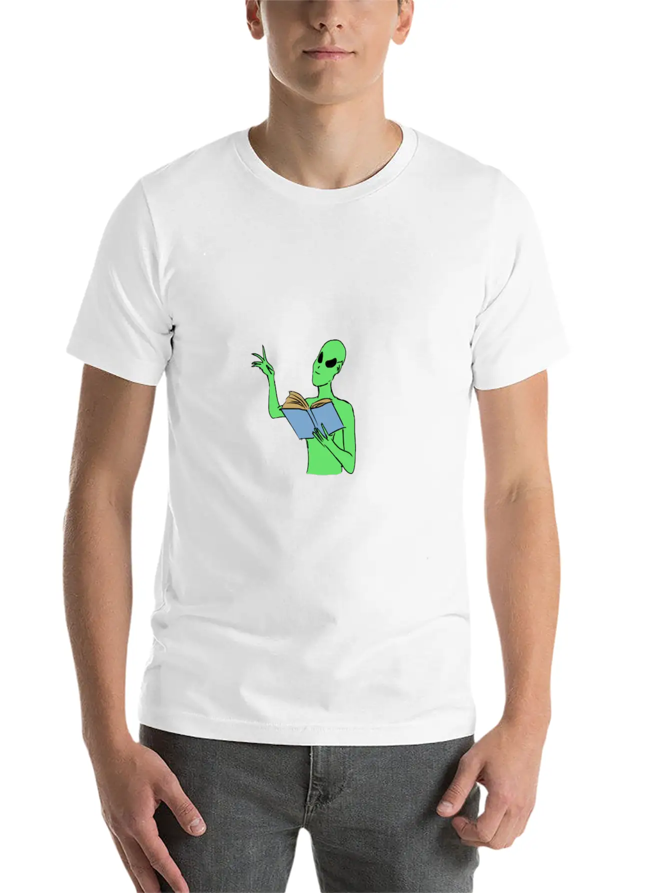 Alien Reading Unisex Casual T-Shirt – Clean Design For Daily Comfort
