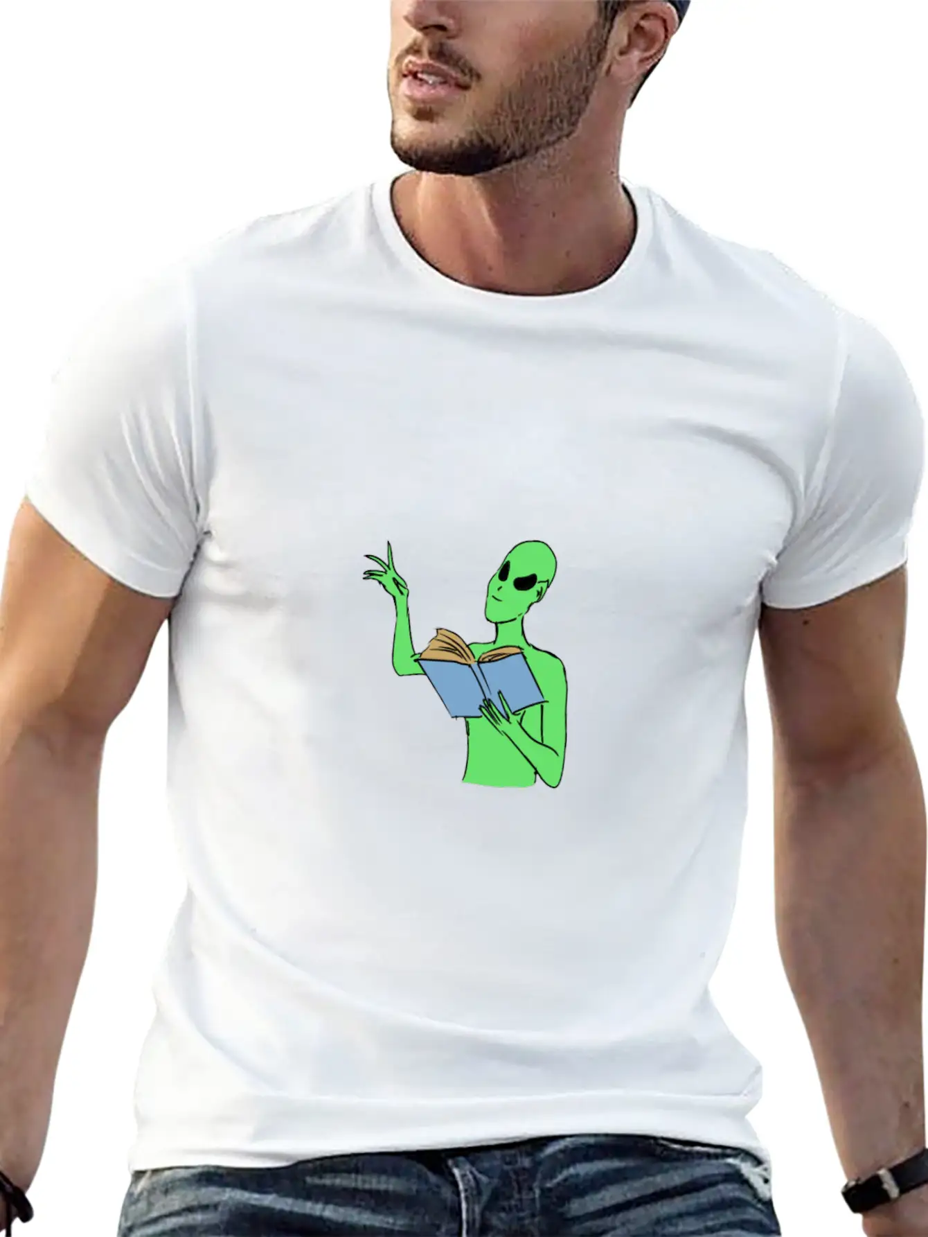 Alien Reading Unisex Casual T-Shirt – Clean Design For Daily Comfort