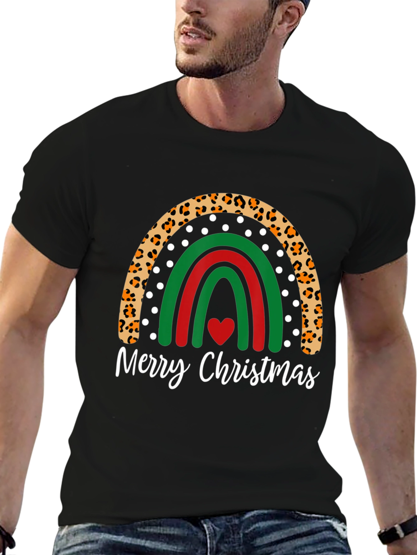 Festive Christmas Rainbow Graphic Tee