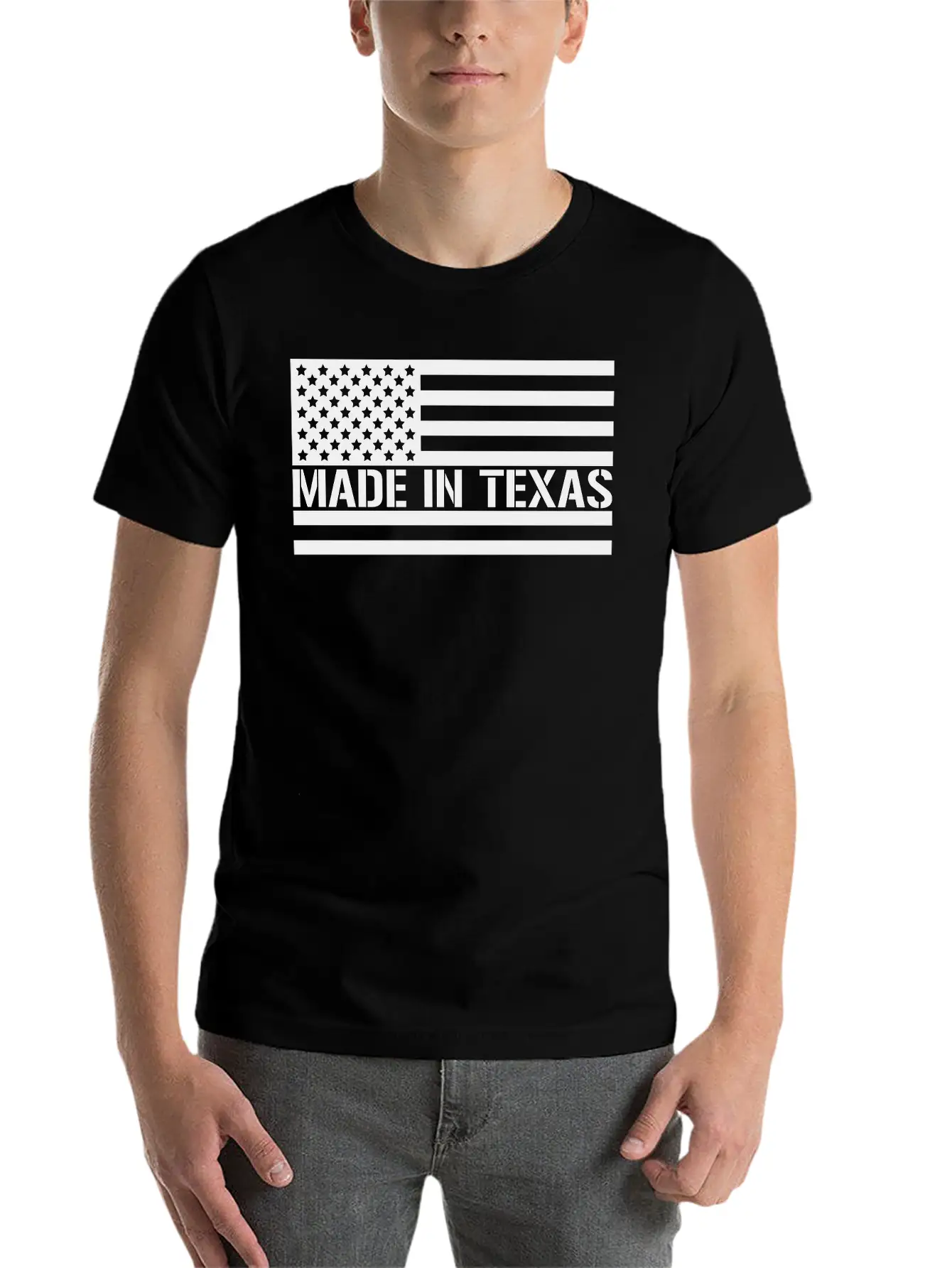 American Flag Made In Texas Unisex Casual T-Shirt – Clean Design For Daily Comfort