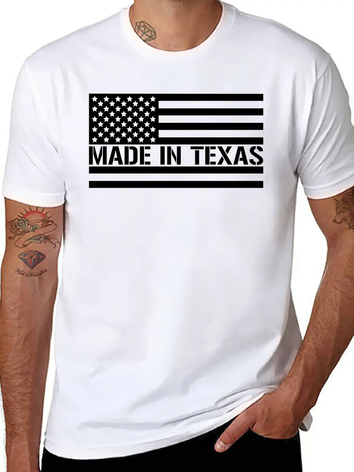 American Flag Made In Texas Unisex Casual T-Shirt – Clean Design For Daily Comfort