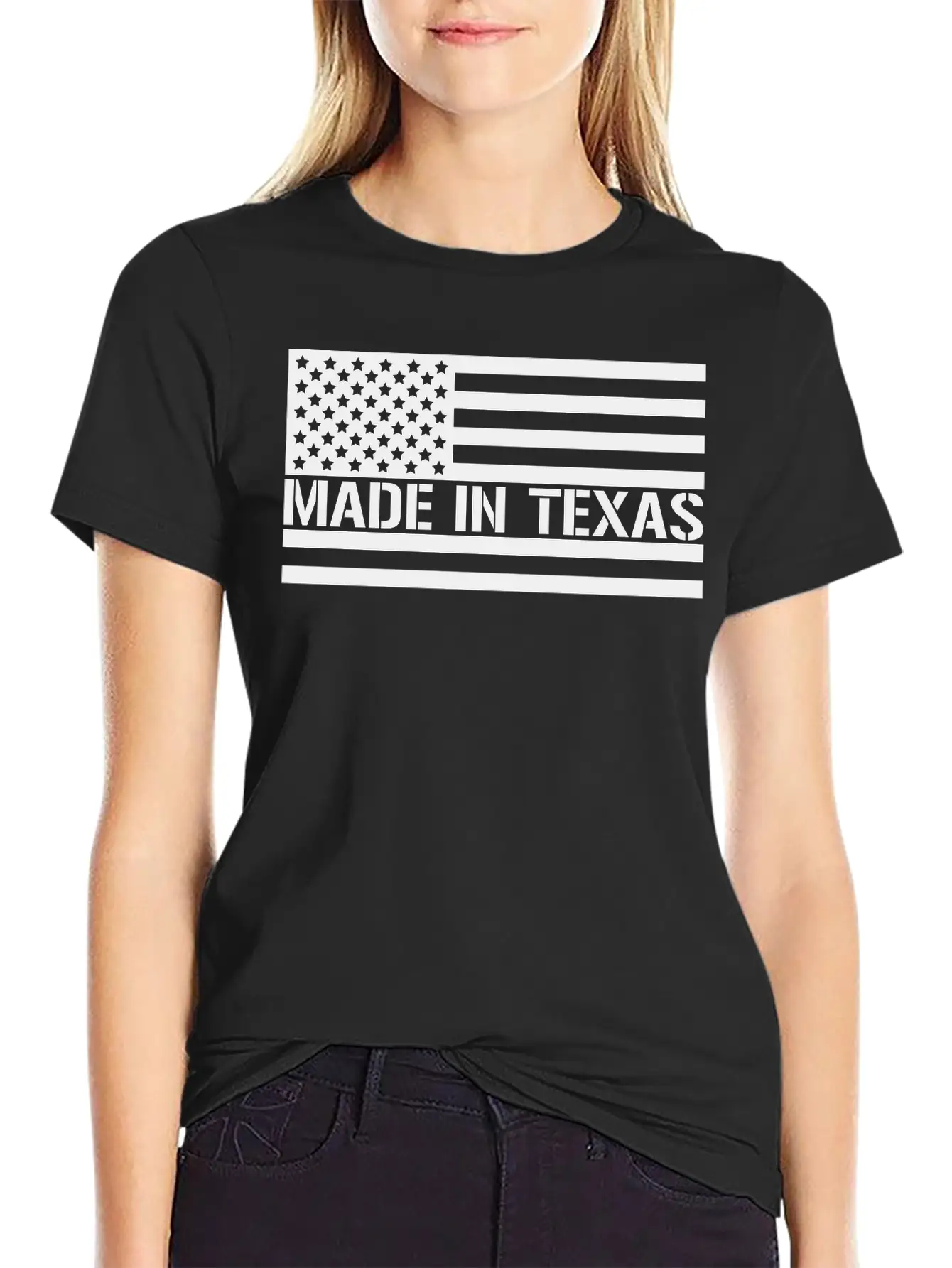 American Flag Made In Texas Unisex Casual T-Shirt – Clean Design For Daily Comfort
