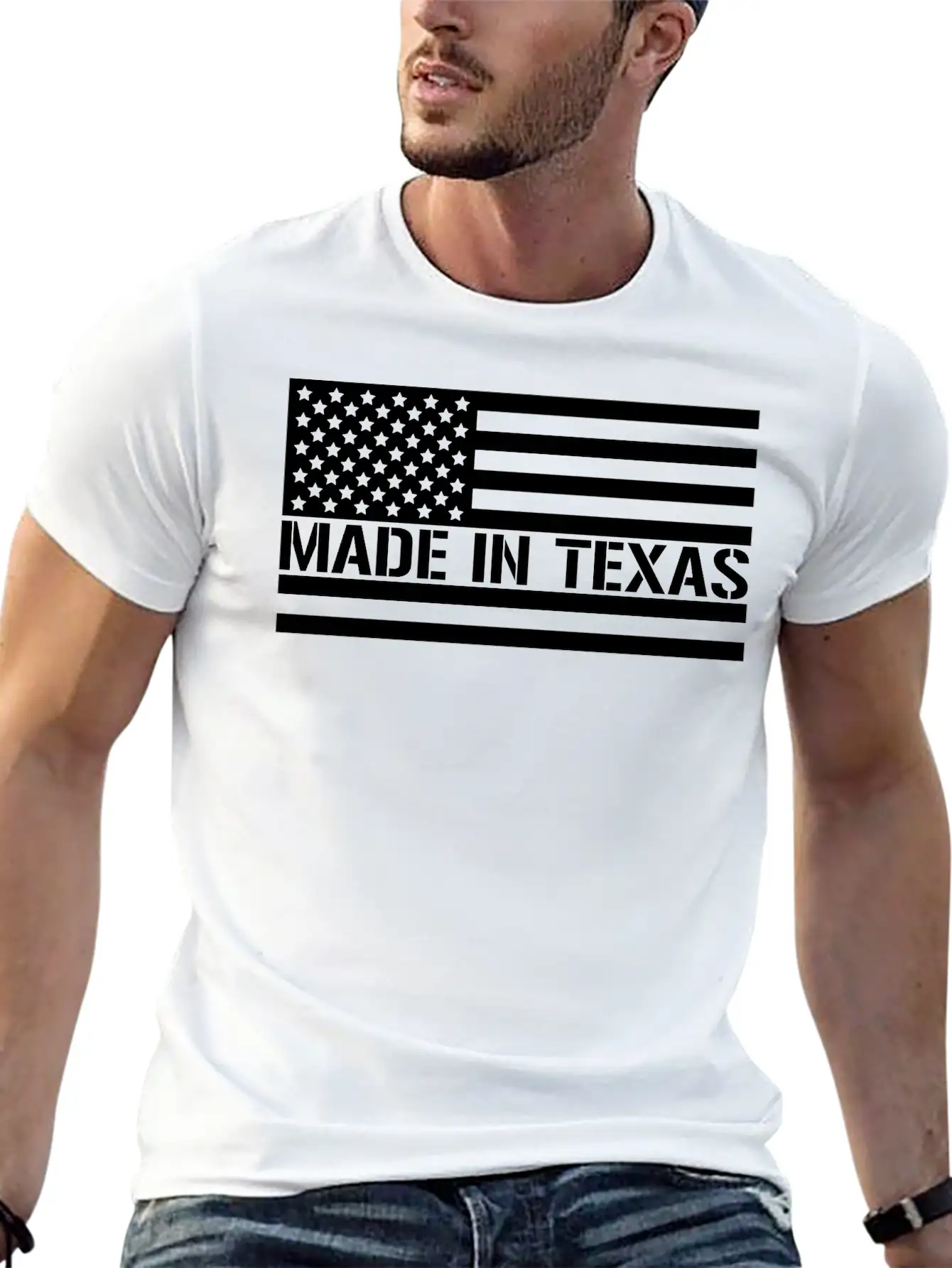 American Flag Made In Texas Unisex Casual T-Shirt – Clean Design For Daily Comfort
