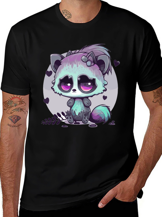Cute Raccoon Graphic Tee - Unique Anime Style