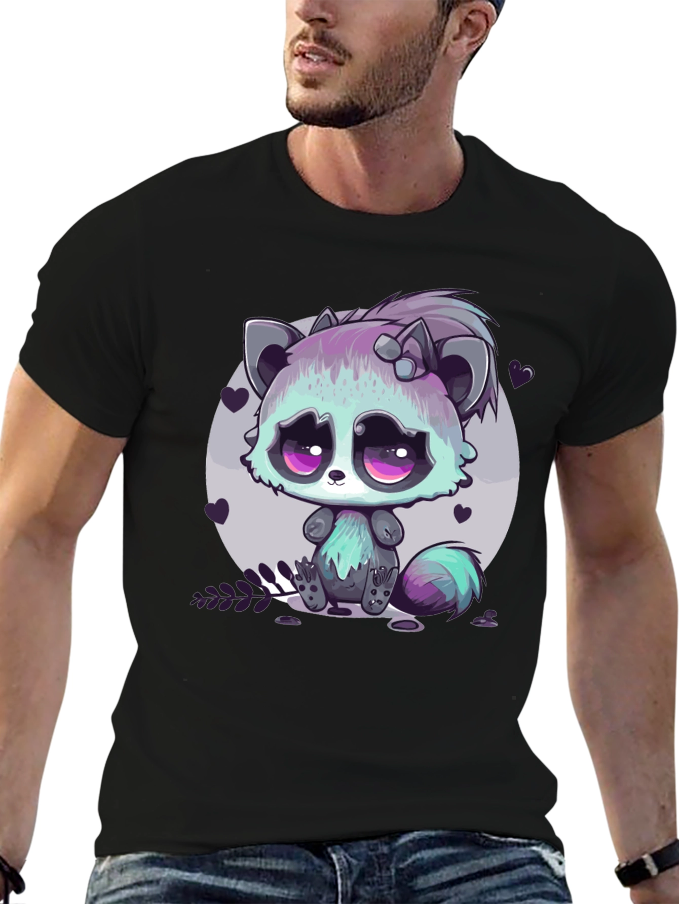 Cute Raccoon Graphic Tee - Unique Anime Style
