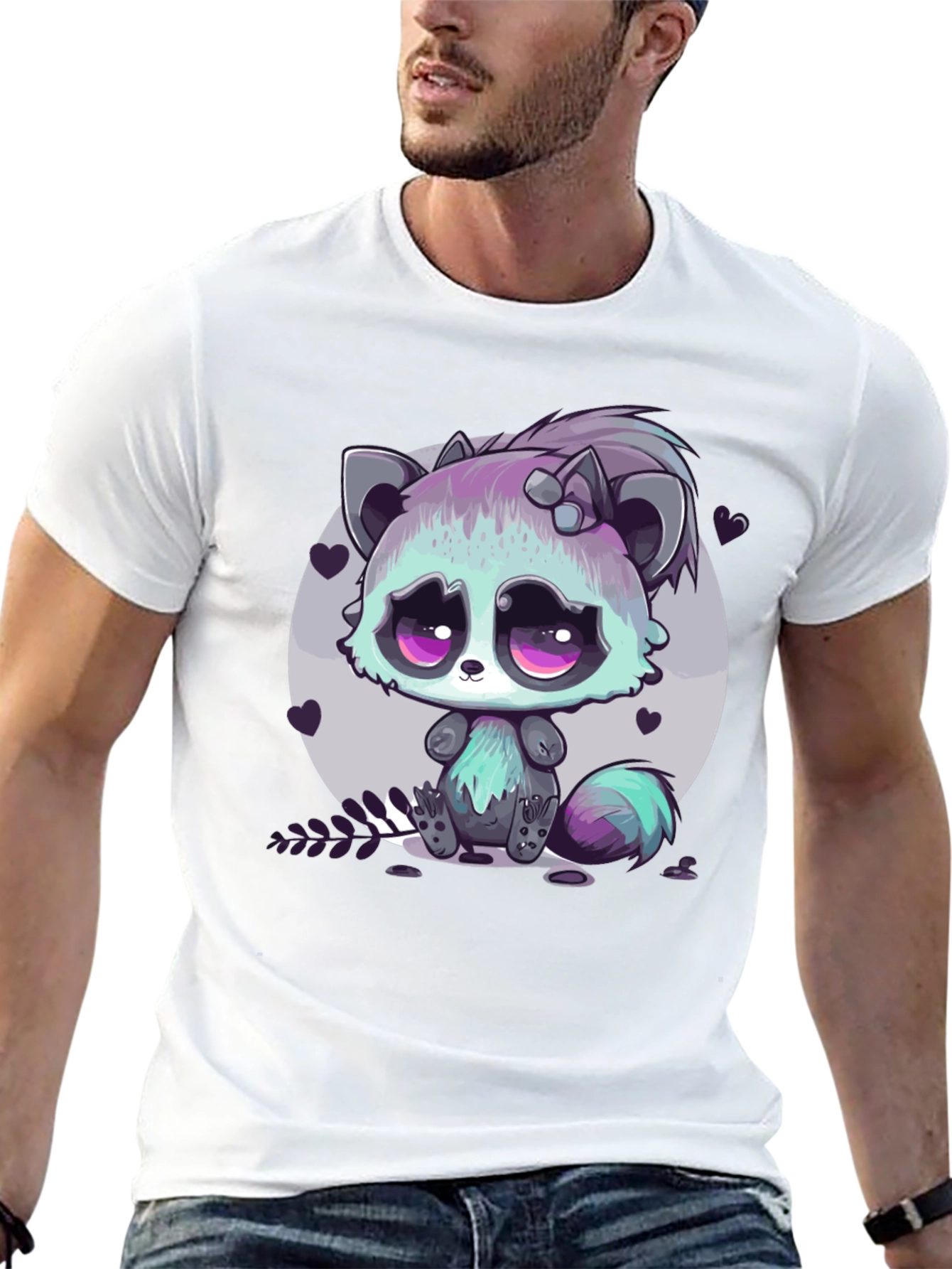 Cute Raccoon Graphic Tee - Unique Anime Style