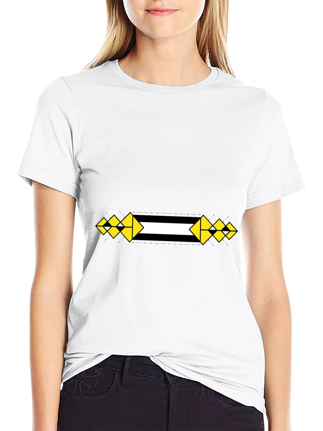 Black Tee with Geometric Arrow Design