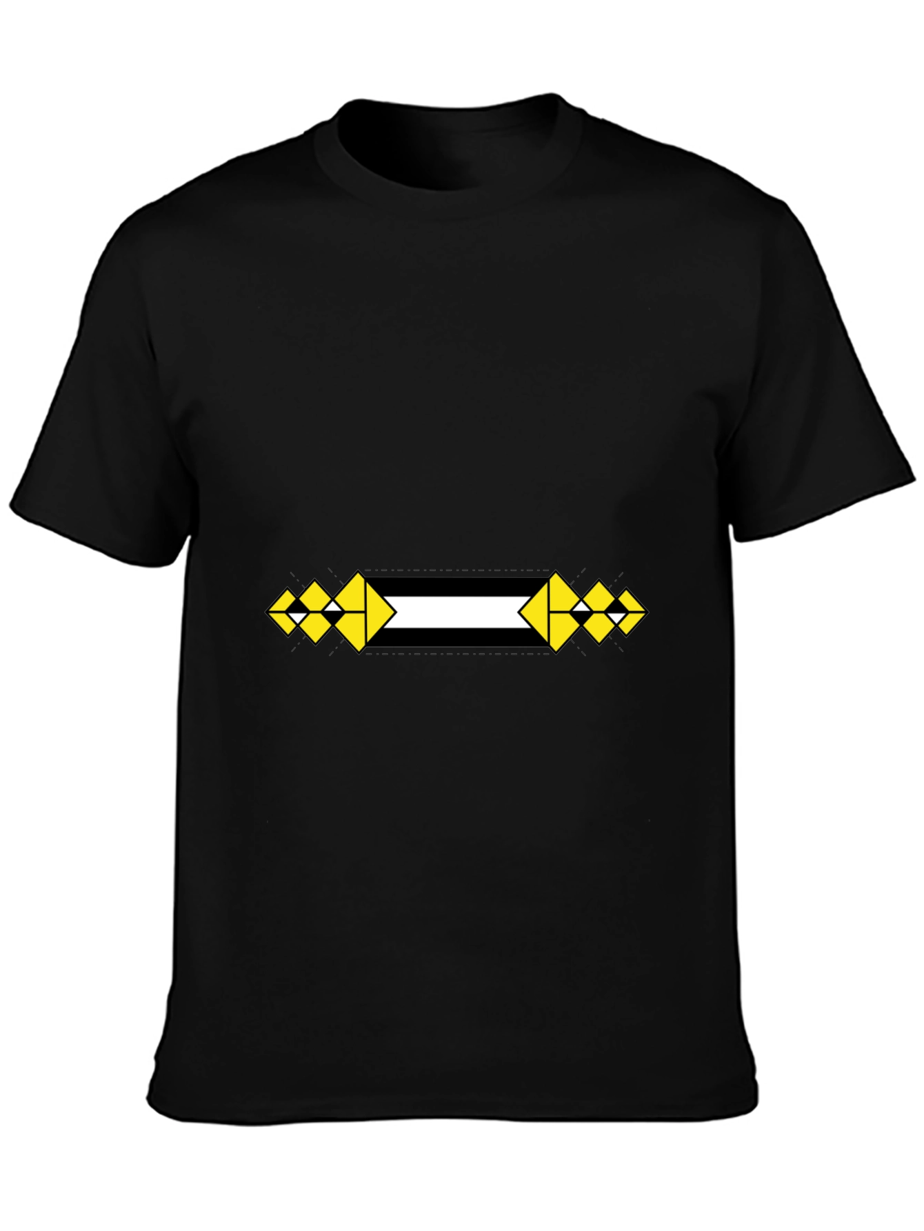 Black Tee with Geometric Arrow Design