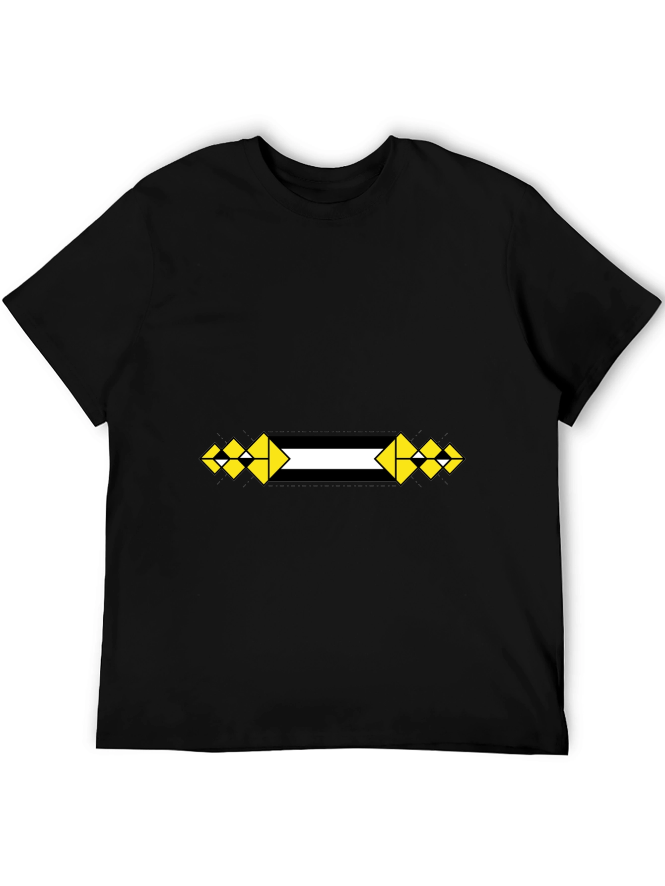 Black Tee with Geometric Arrow Design