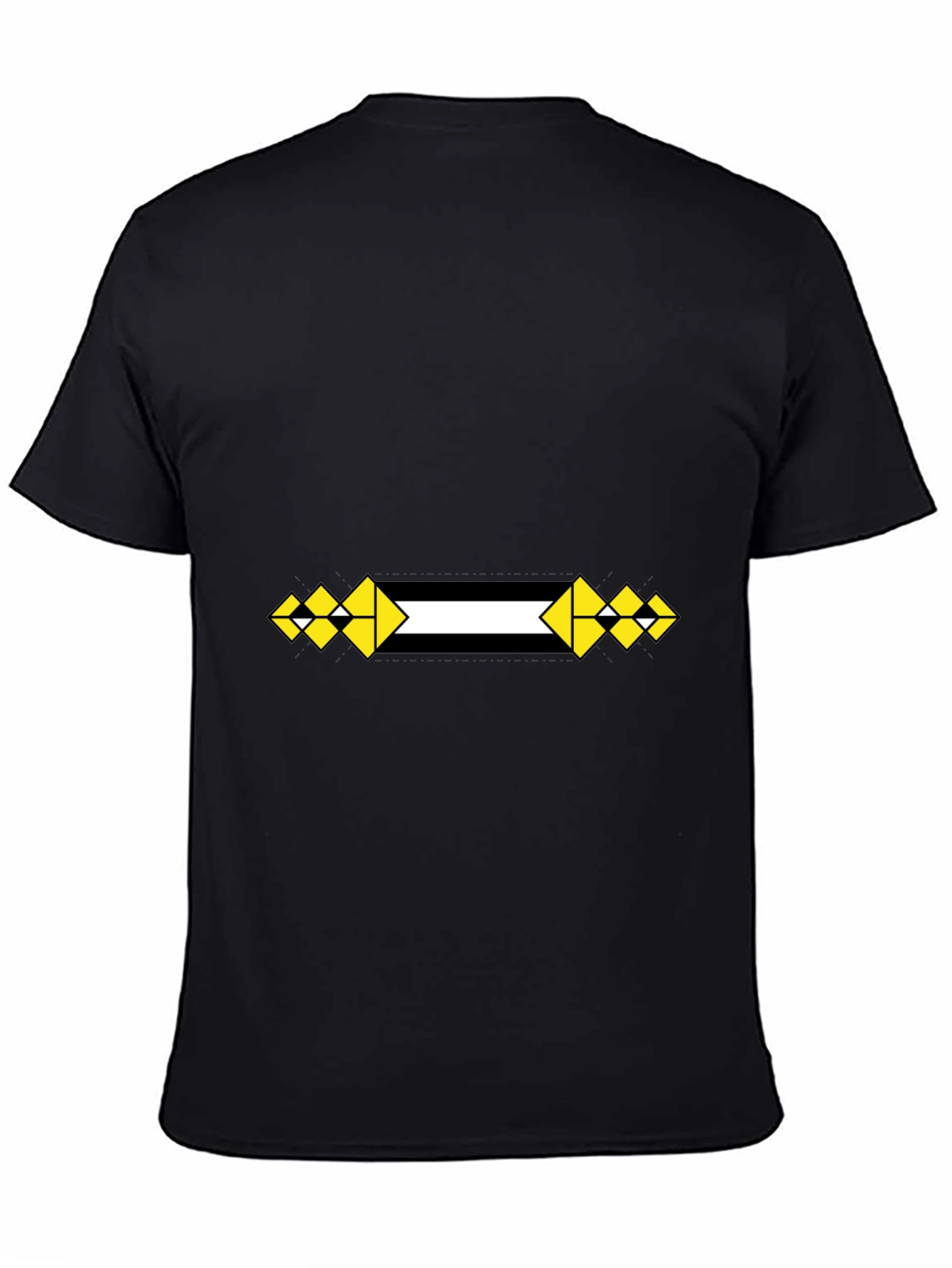 Black Tee with Geometric Arrow Design