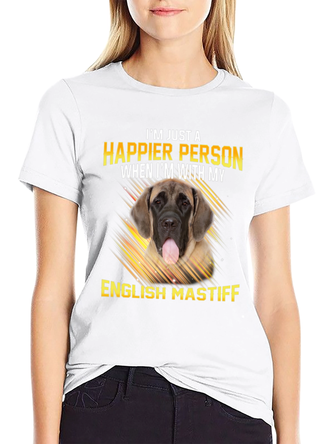 Happier Person English Mastiff Dog T-Shirt