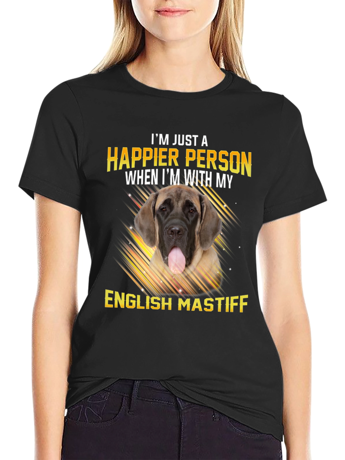 Happier Person English Mastiff Dog T-Shirt