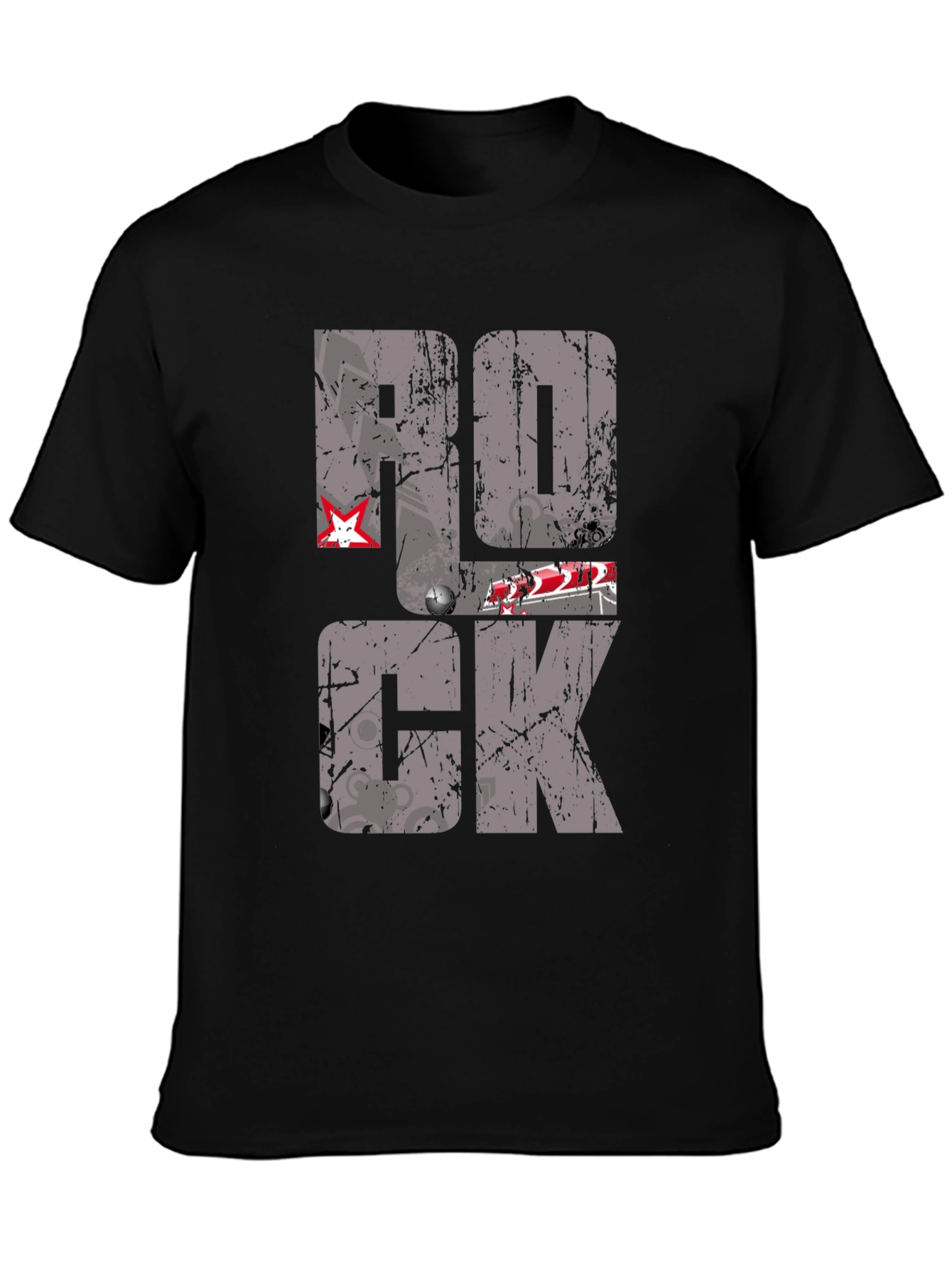 Rock Graphic Print Black T-Shirt
