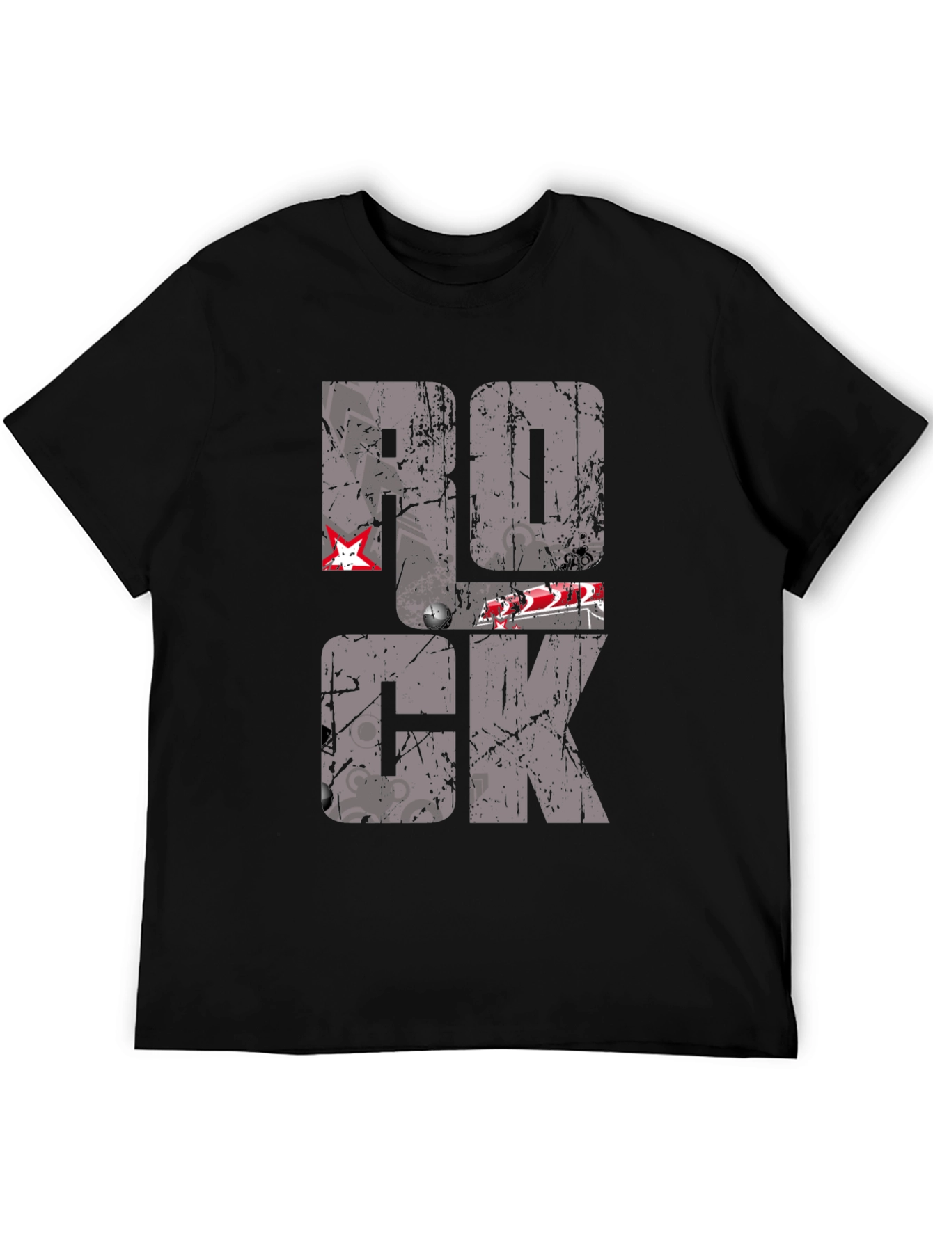 Rock Graphic Print Black T-Shirt