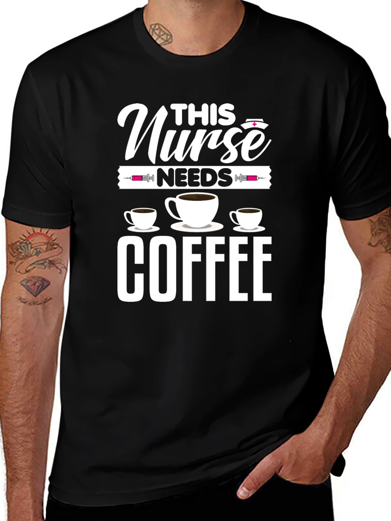 Nurse Needs Coffee T-Shirt - Black Cotton