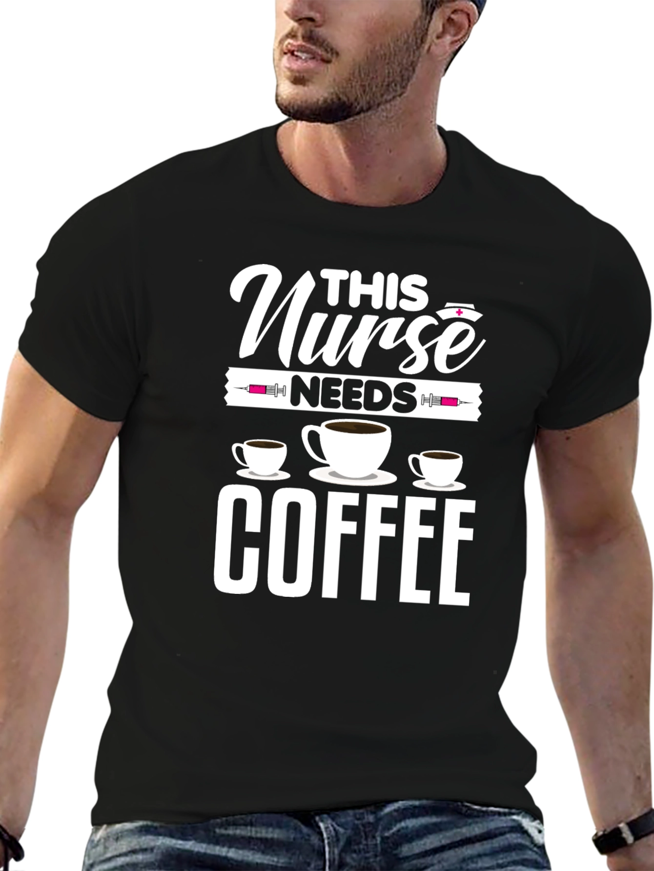 Nurse Needs Coffee T-Shirt - Black Cotton