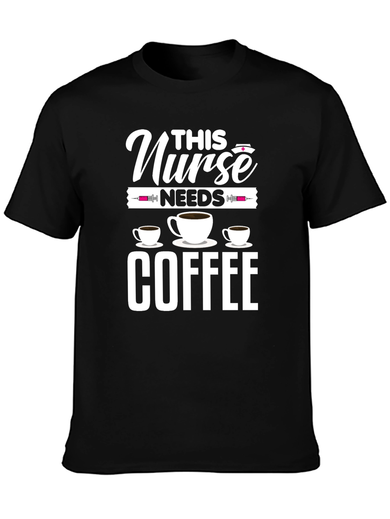 Nurse Needs Coffee T-Shirt - Black Cotton