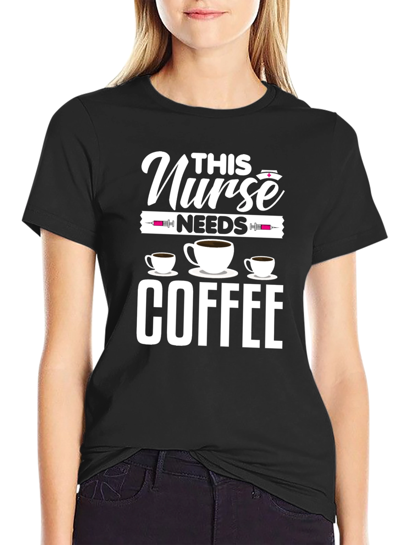 Nurse Needs Coffee T-Shirt - Black Cotton