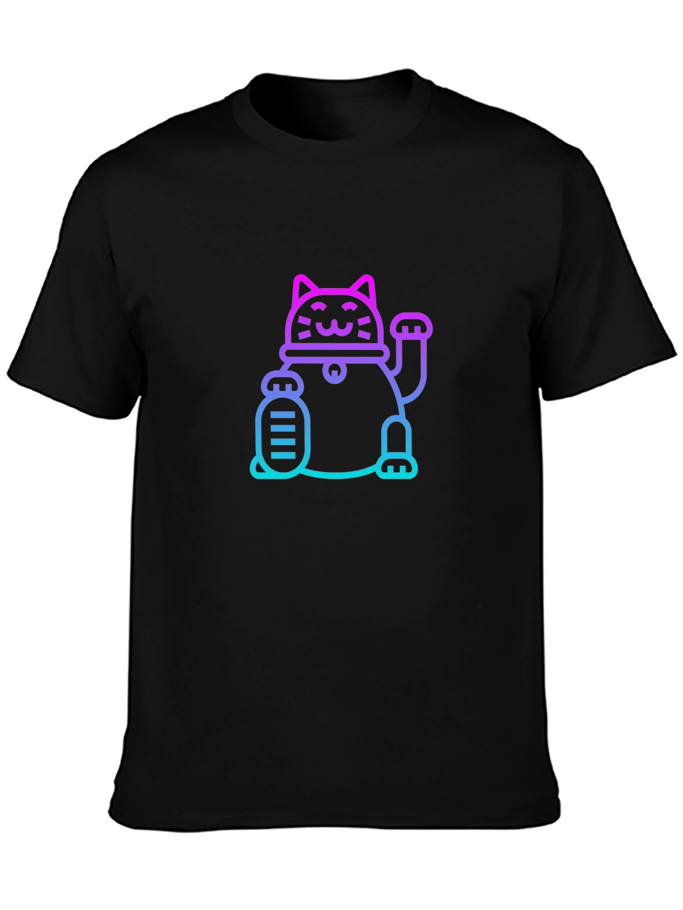Lucky Cat Graphic Tee - Unisex Black T-Shirt