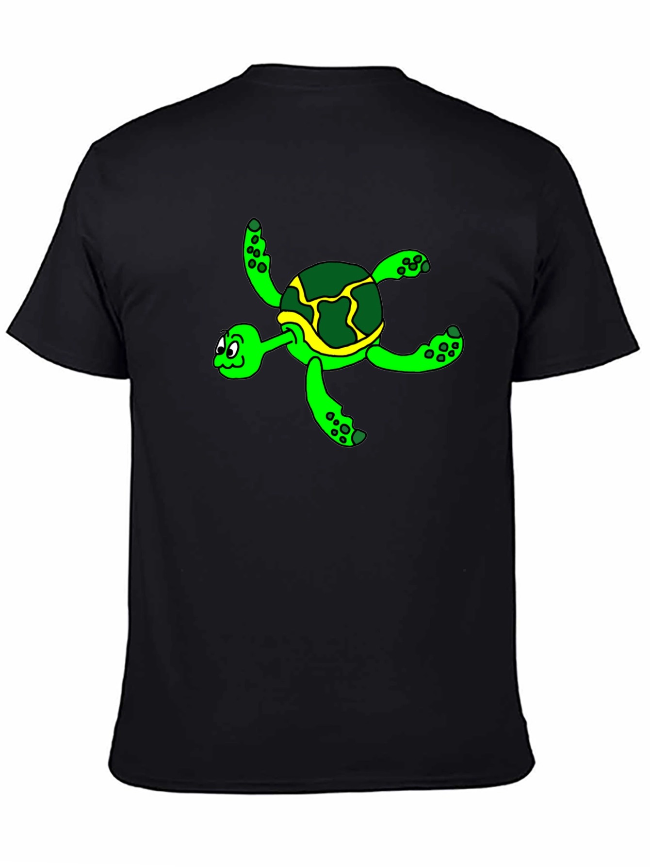 Cartoon Turtle Graphic Tee - Black