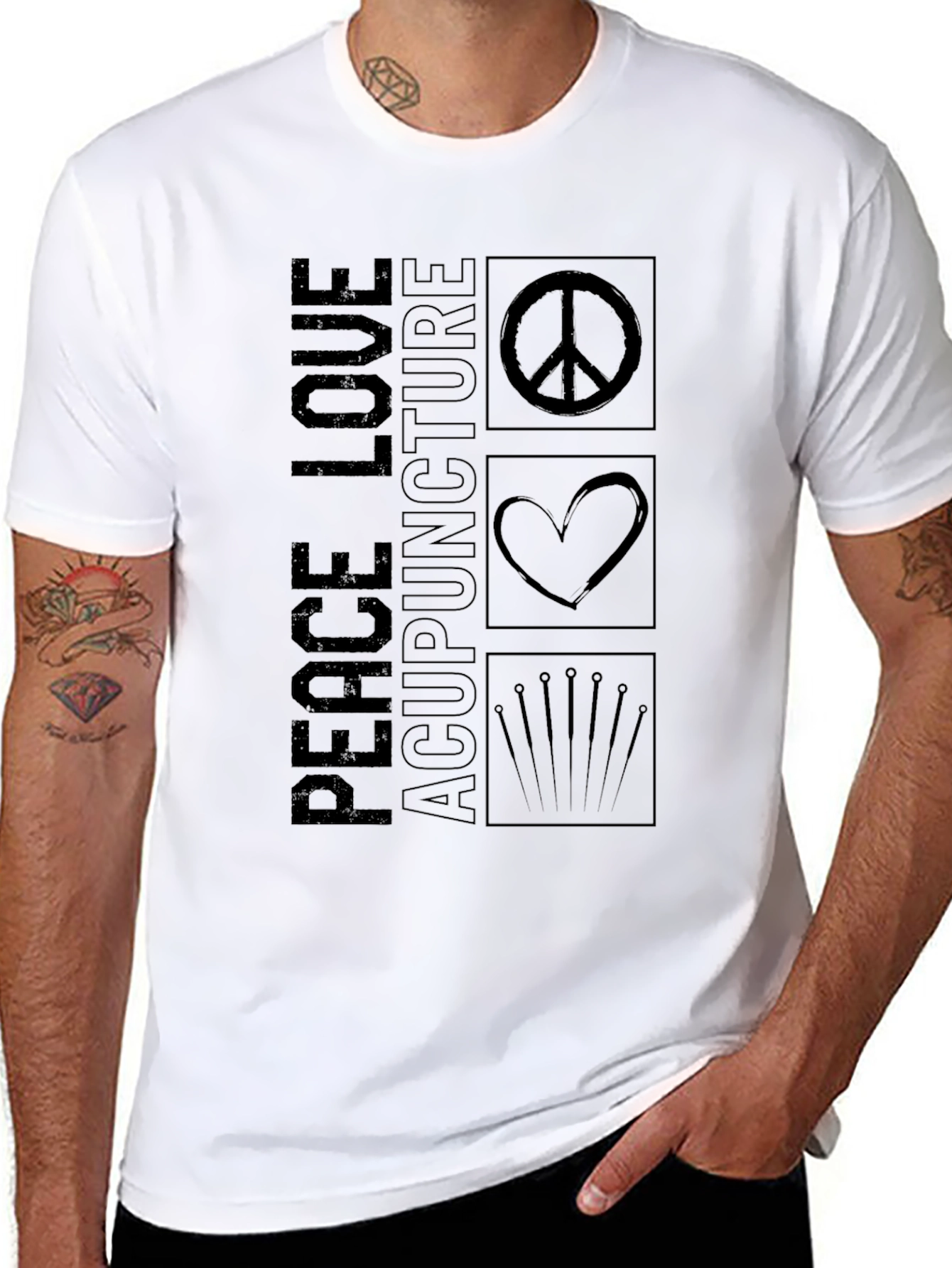 Peace Love Acupuncture Graphic Tee - Black