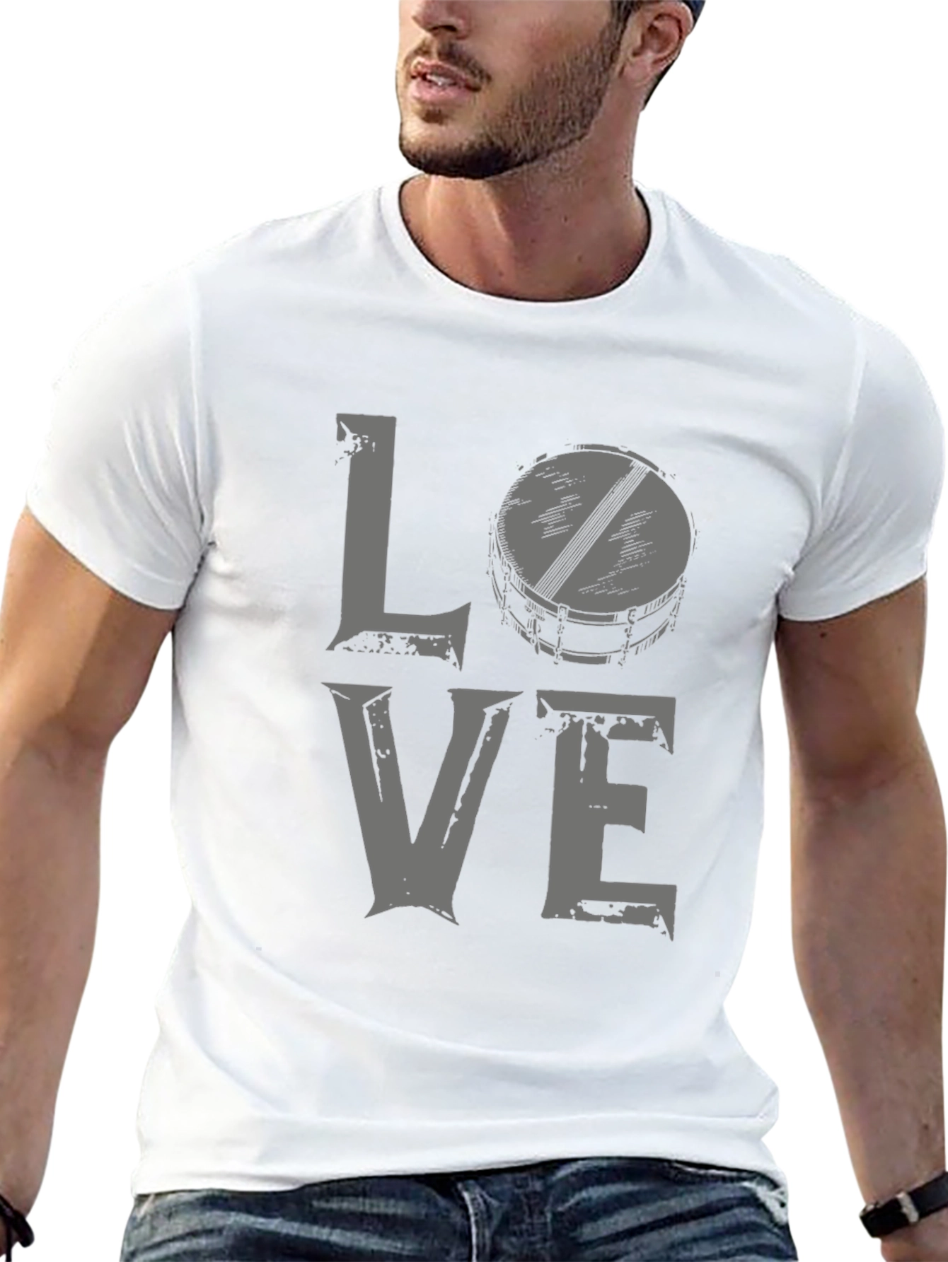 Love Drums Graphic Tee - Black Cotton Blend