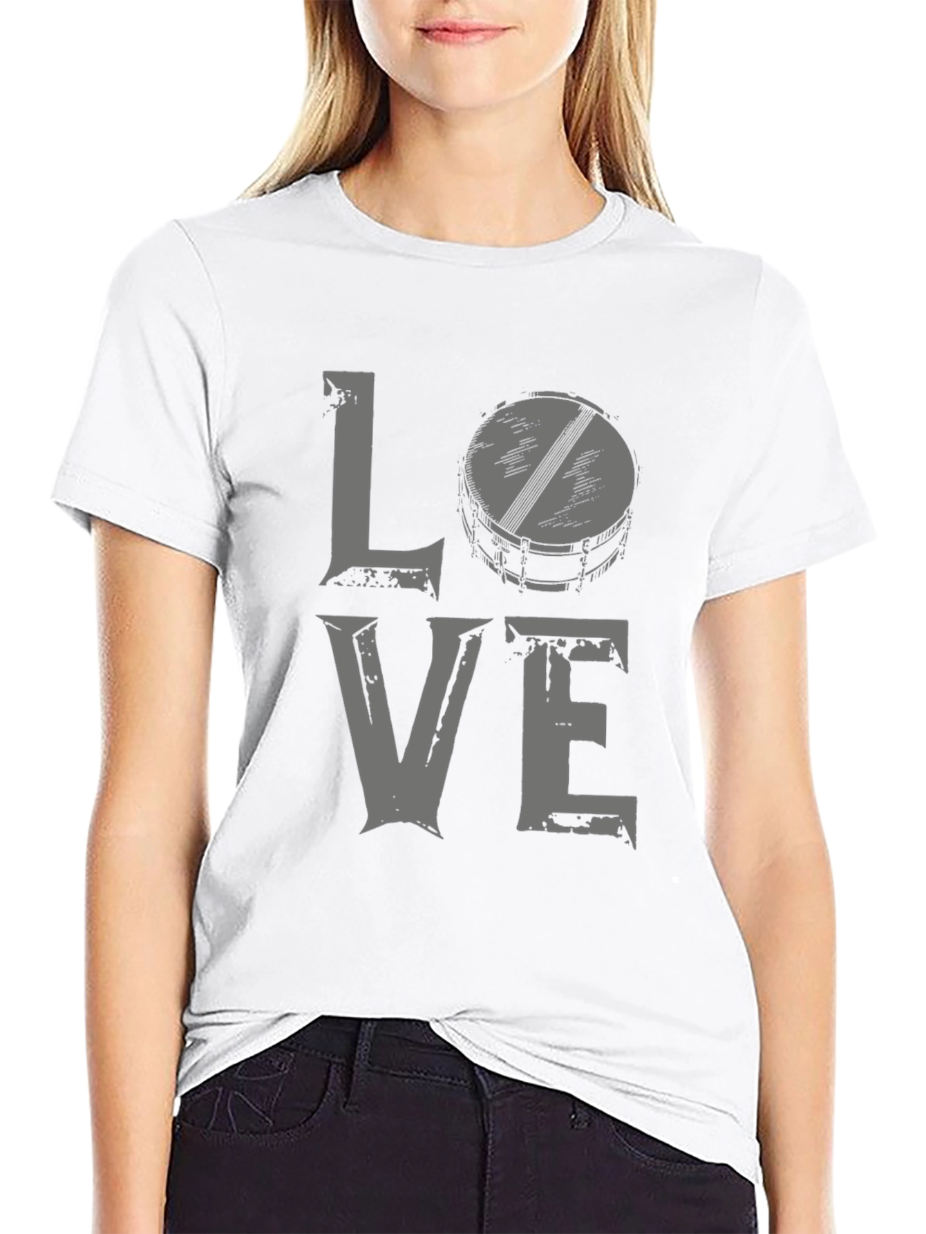 Love Drums Graphic Tee - Black Cotton Blend