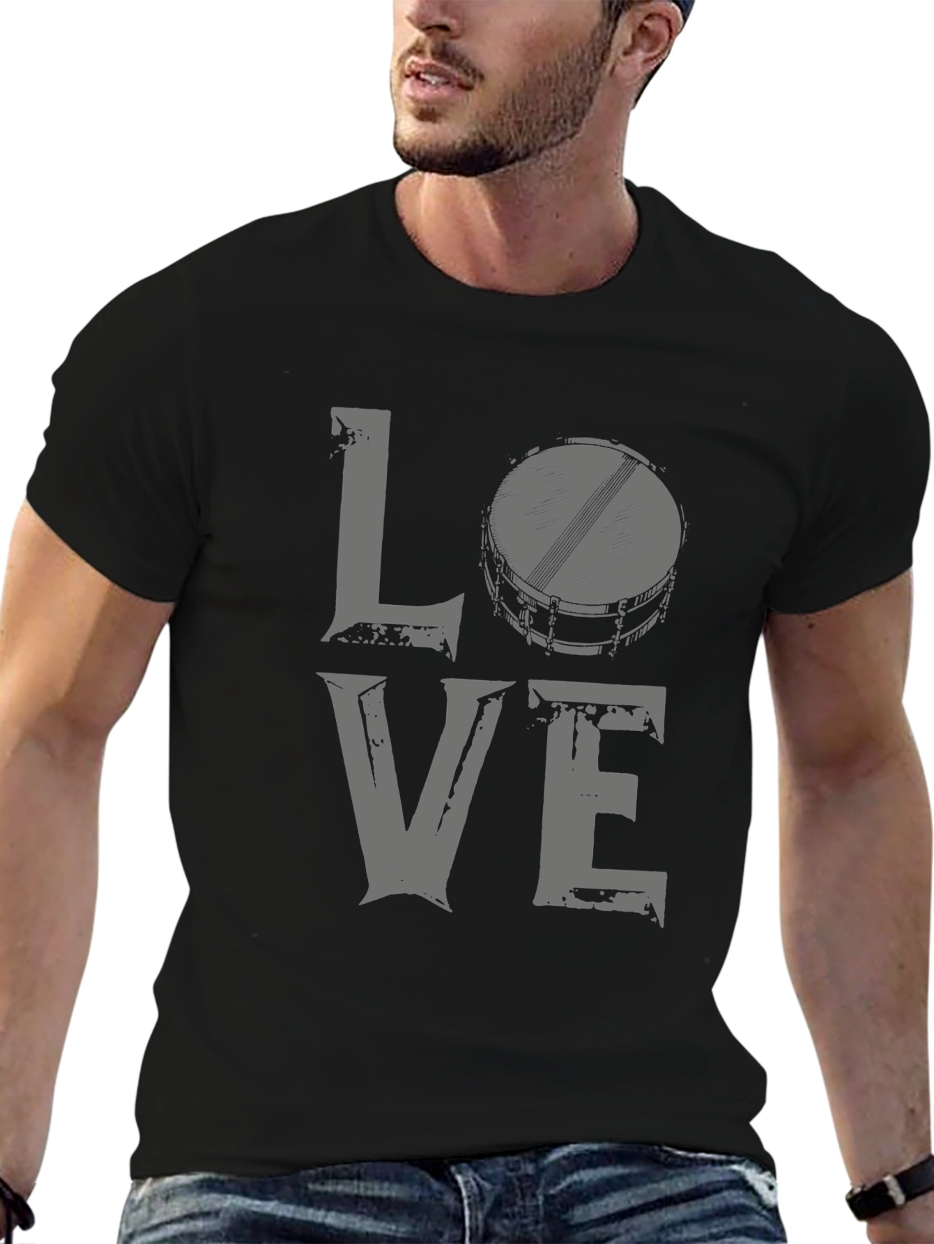 Love Drums Graphic Tee - Black Cotton Blend