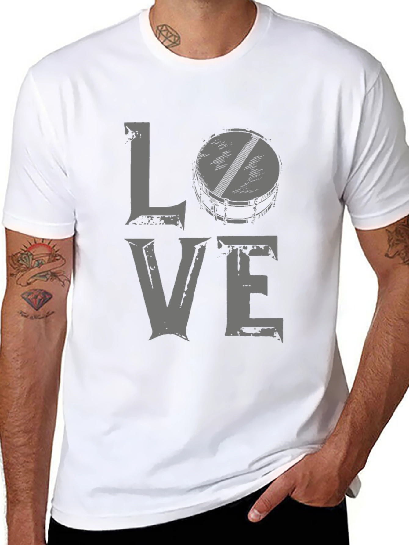 Love Drums Graphic Tee - Black Cotton Blend