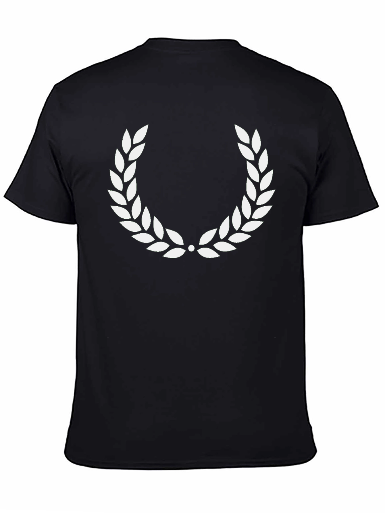 Black T-Shirt with White Laurel Wreath Design