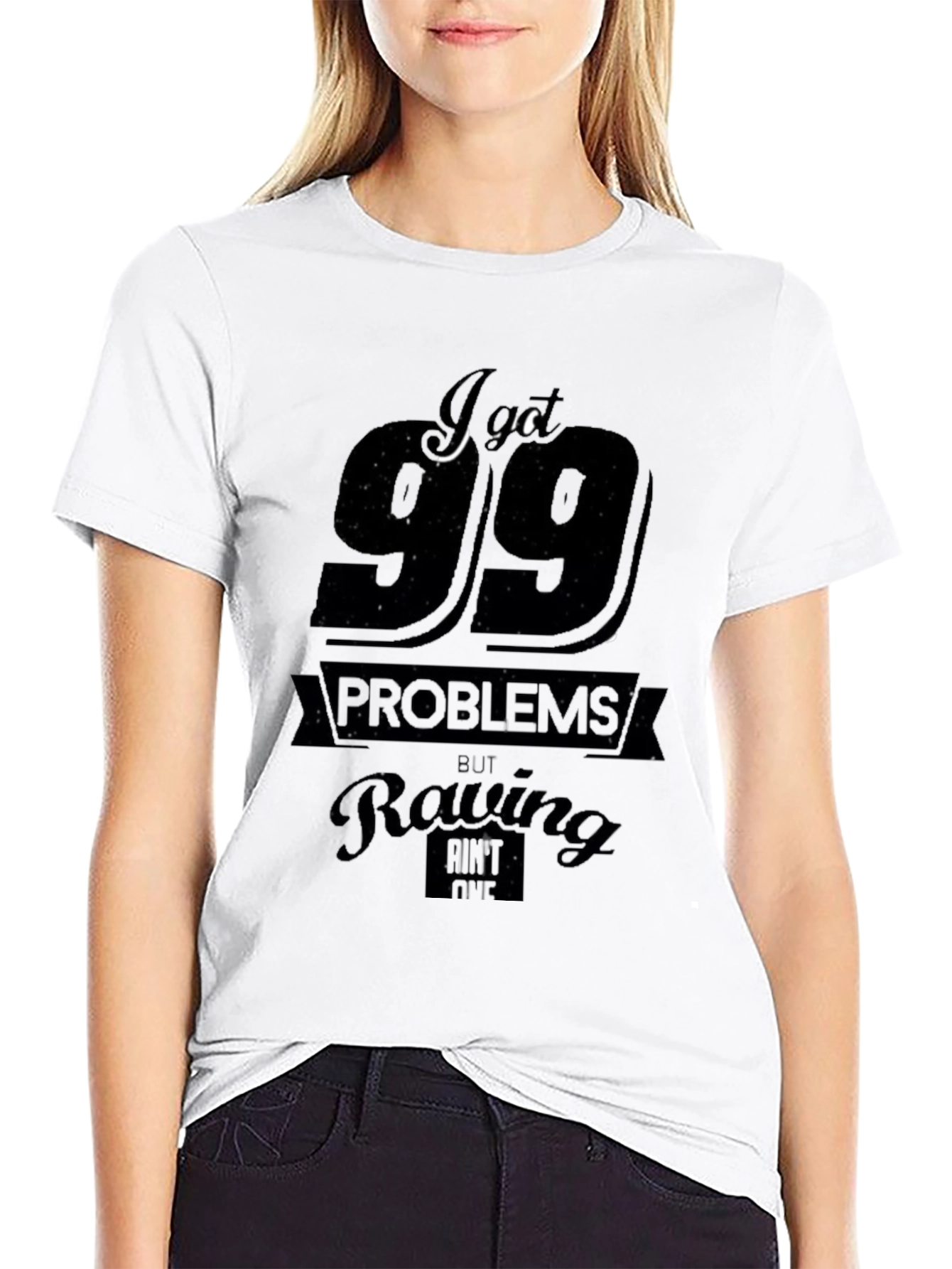 99 Problems Rowing T-Shirt - Black Cotton Blend