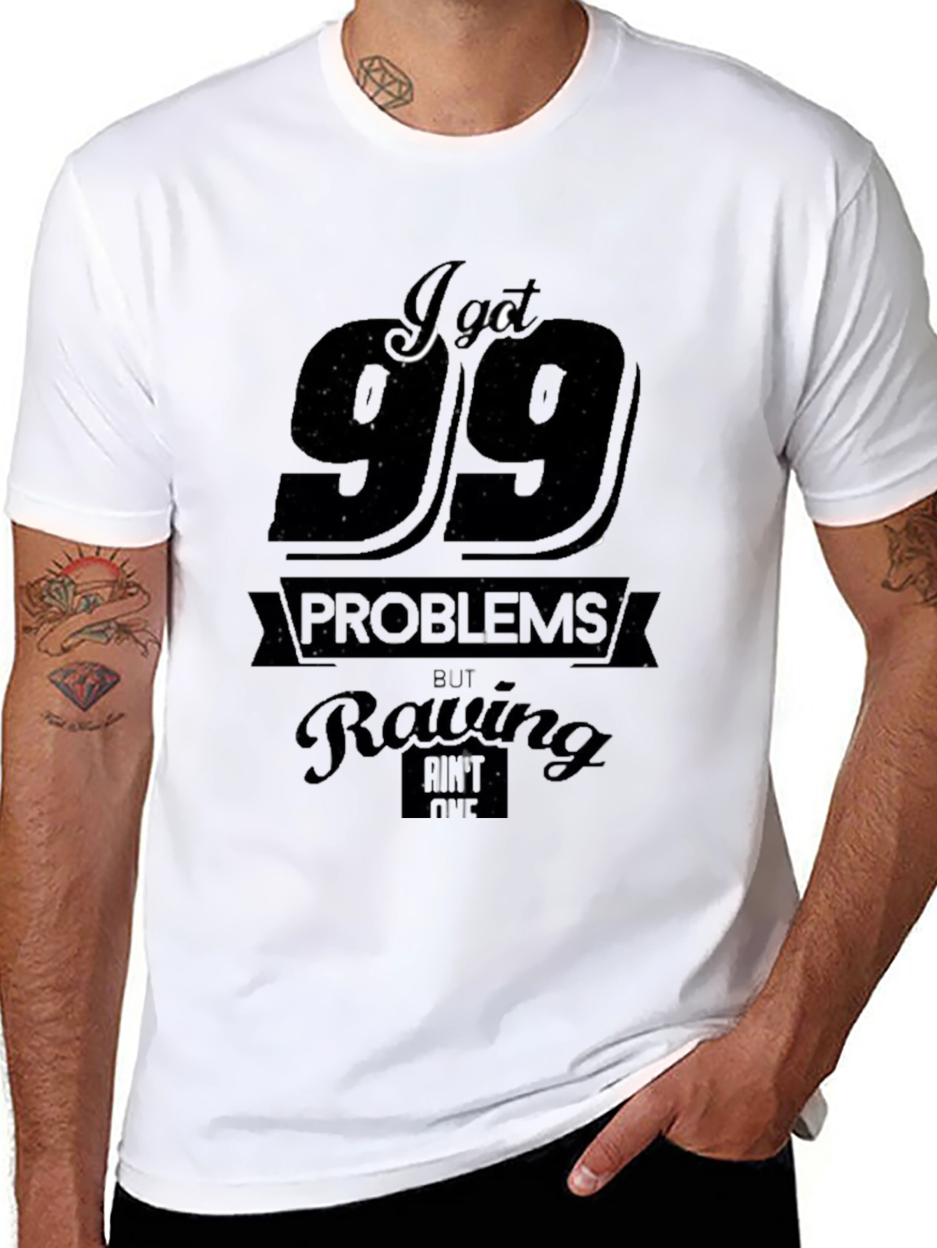 99 Problems Rowing T-Shirt - Black Cotton Blend