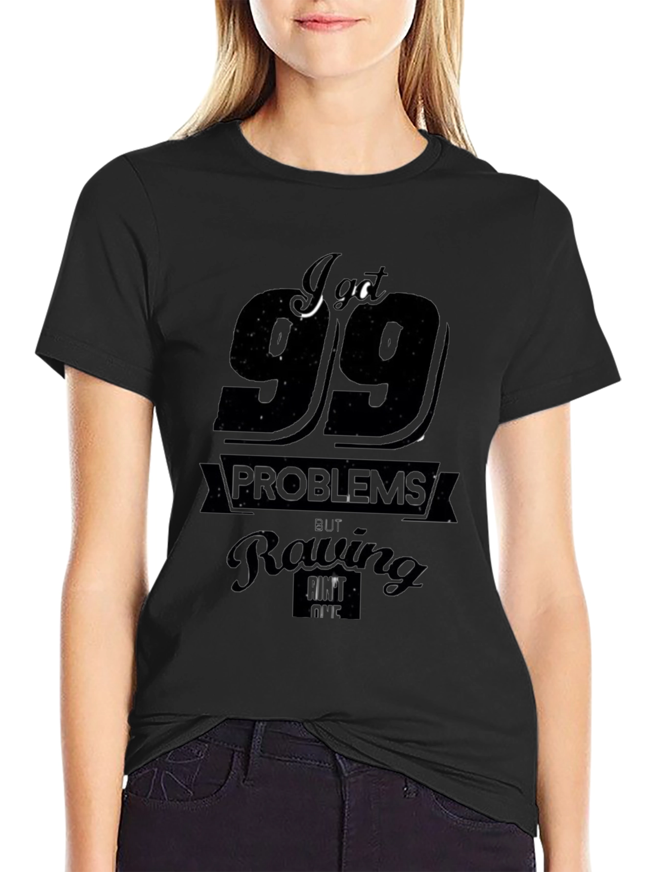 99 Problems Rowing T-Shirt - Black Cotton Blend