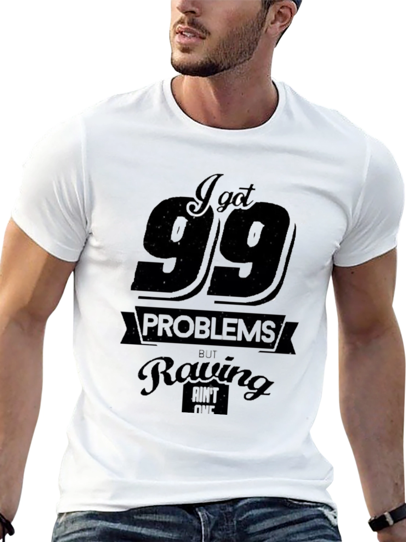 99 Problems Rowing T-Shirt - Black Cotton Blend