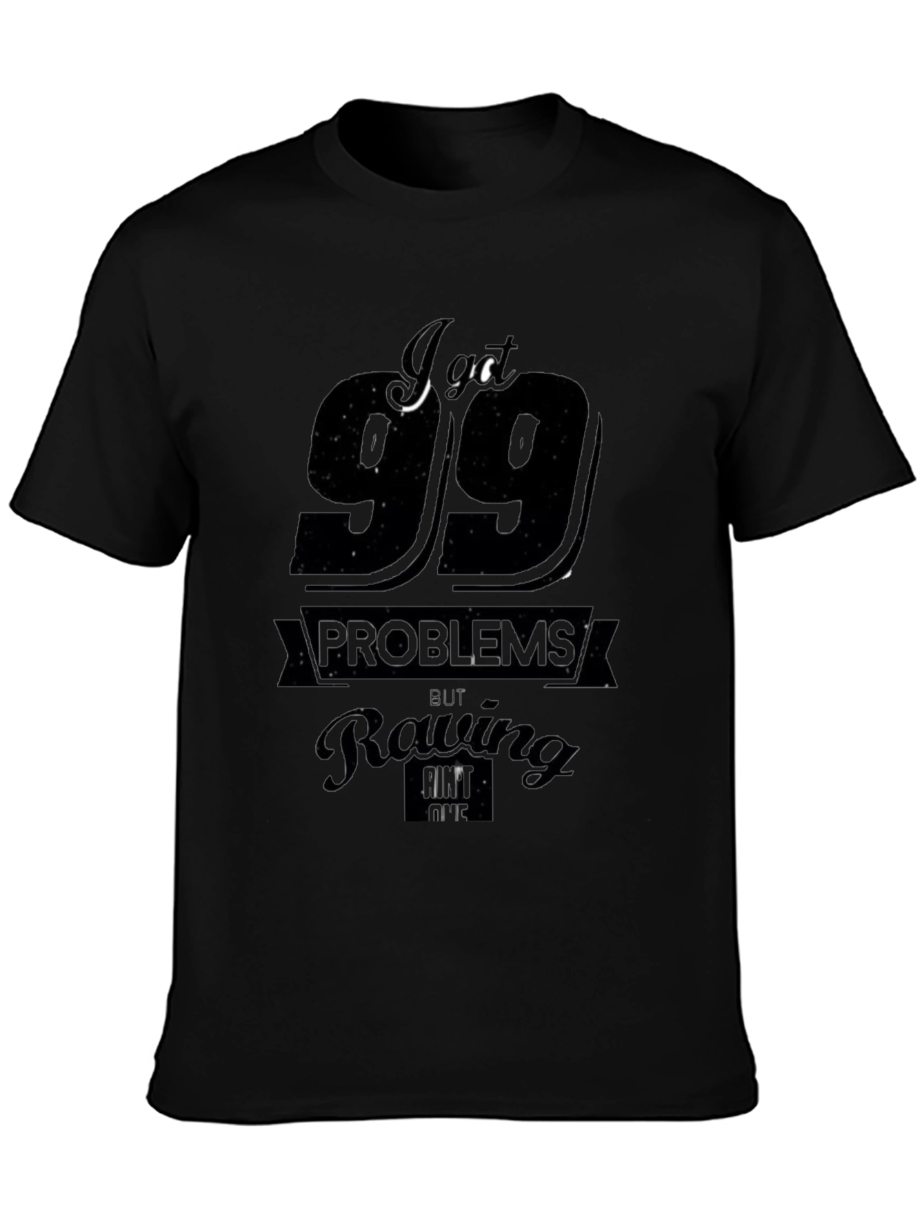 99 Problems Rowing T-Shirt - Black Cotton Blend
