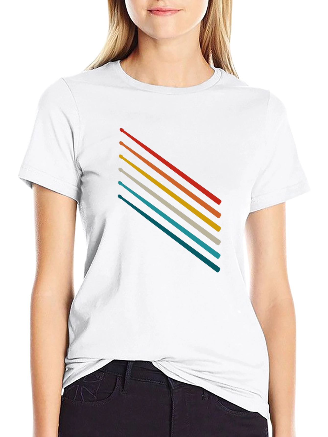 Retro Stripe Graphic Tee - Soft Cotton Blend T-Shirt