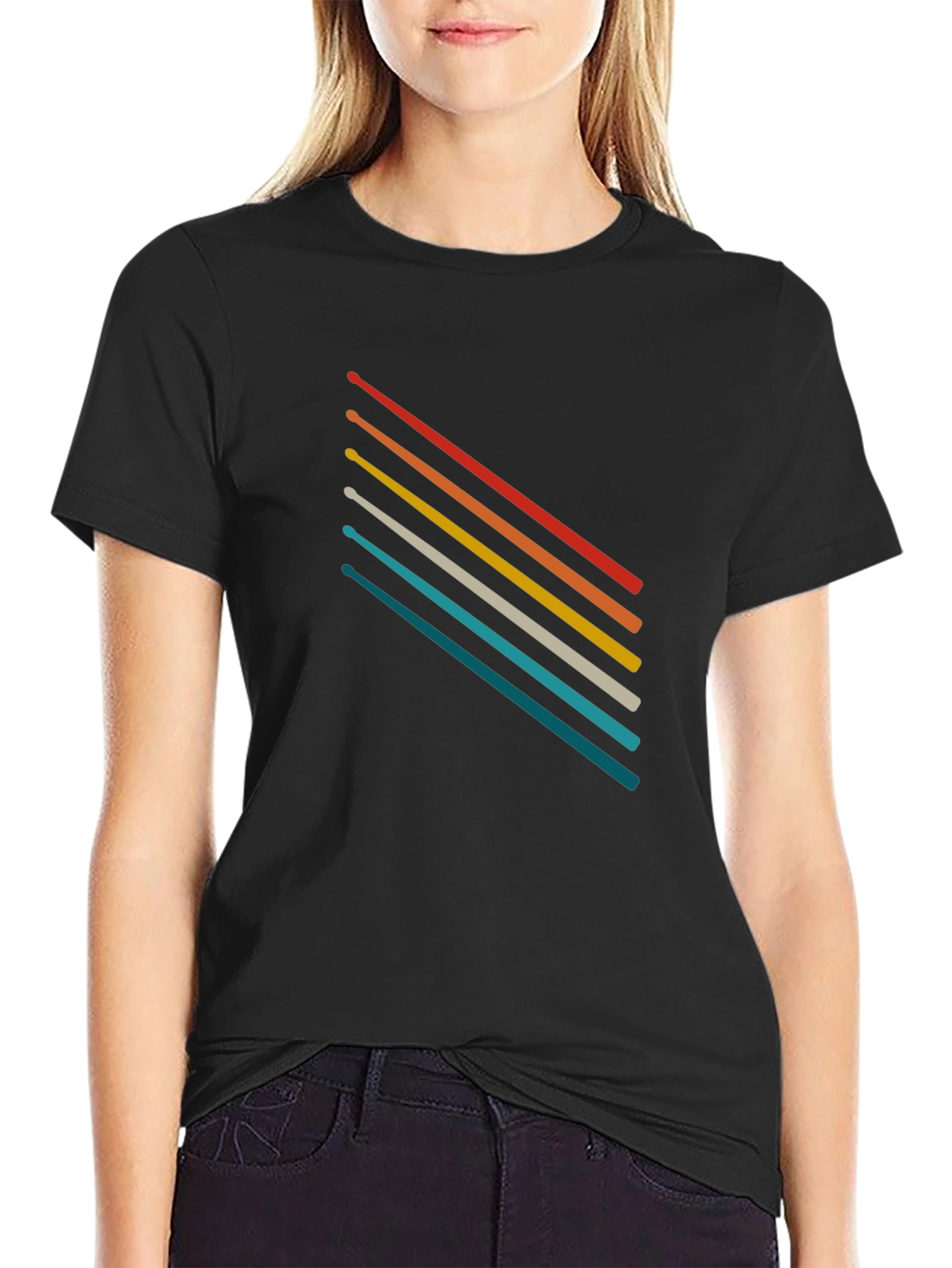 Retro Stripe Graphic Tee - Soft Cotton Blend T-Shirt