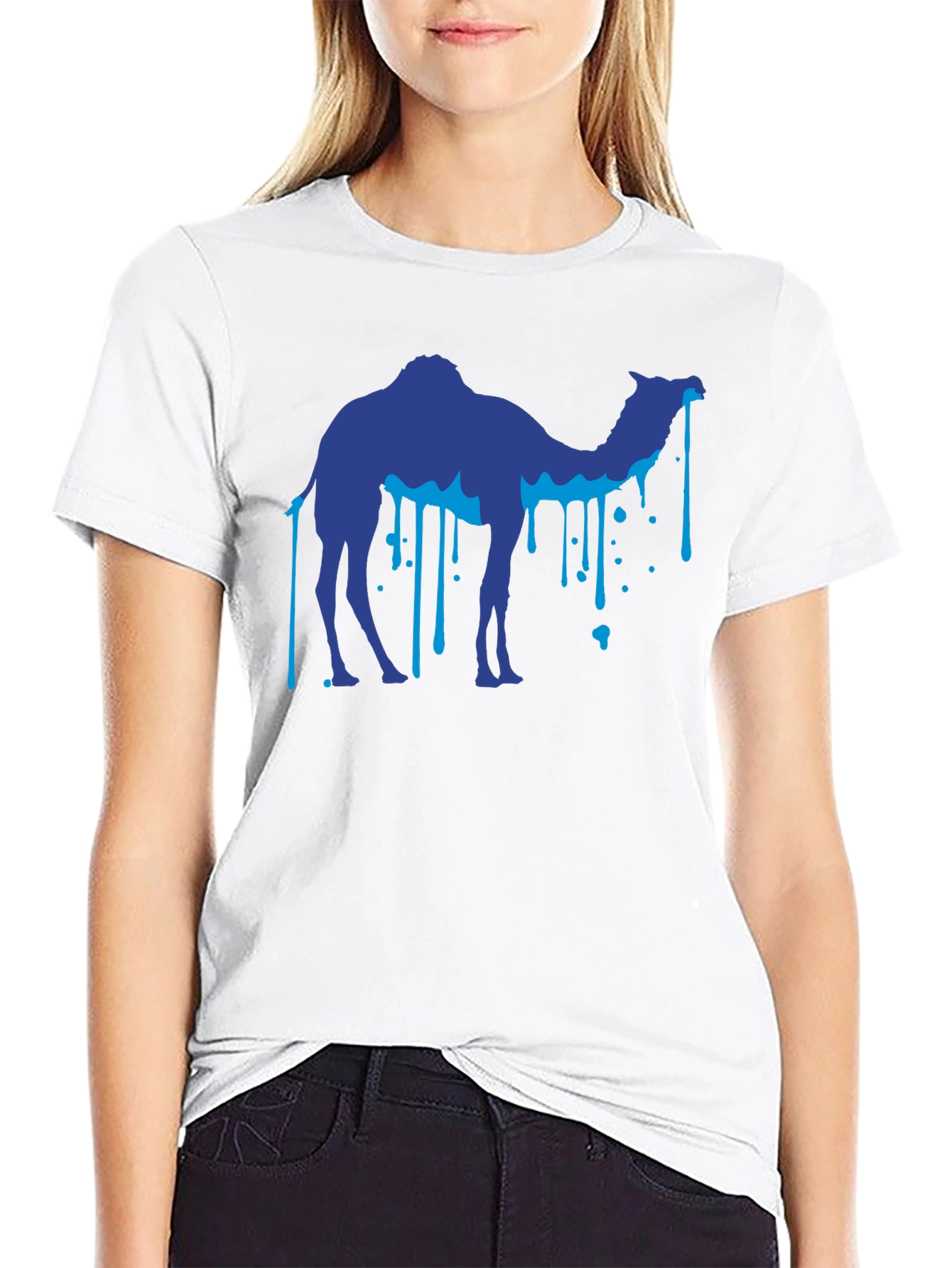 Cool Camel Drip Graphic Black T-Shirt