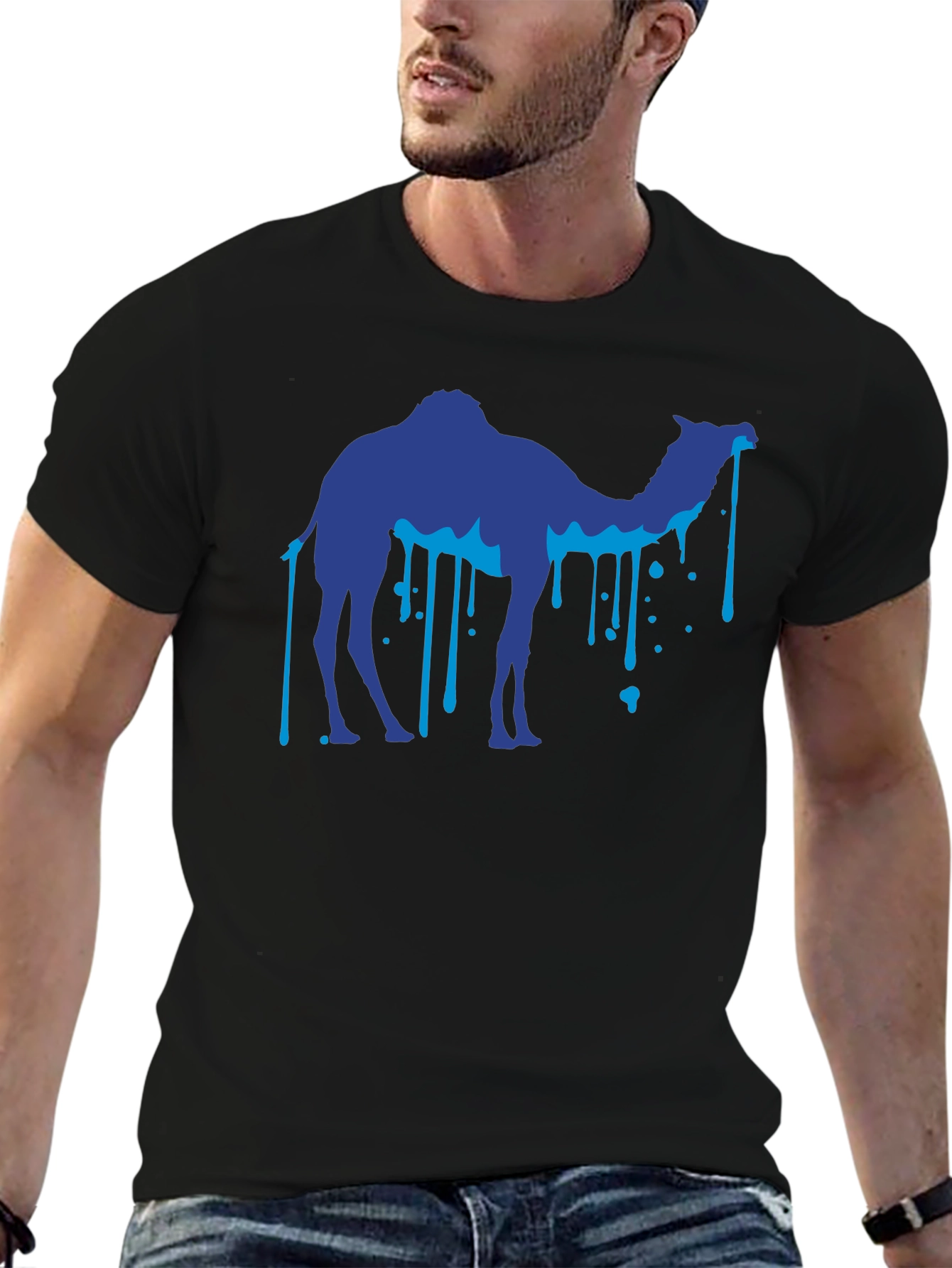 Cool Camel Drip Graphic Black T-Shirt