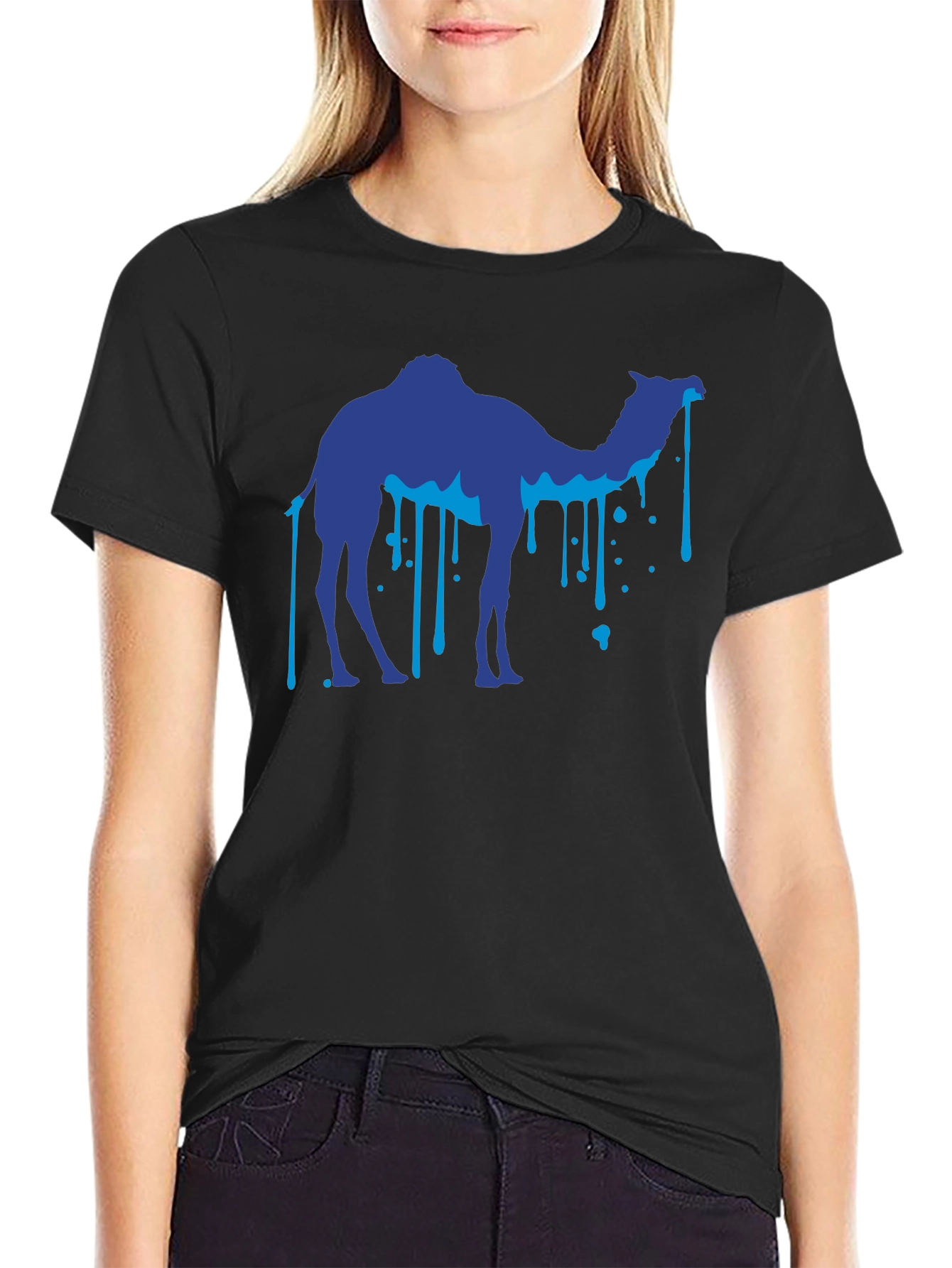 Cool Camel Drip Graphic Black T-Shirt
