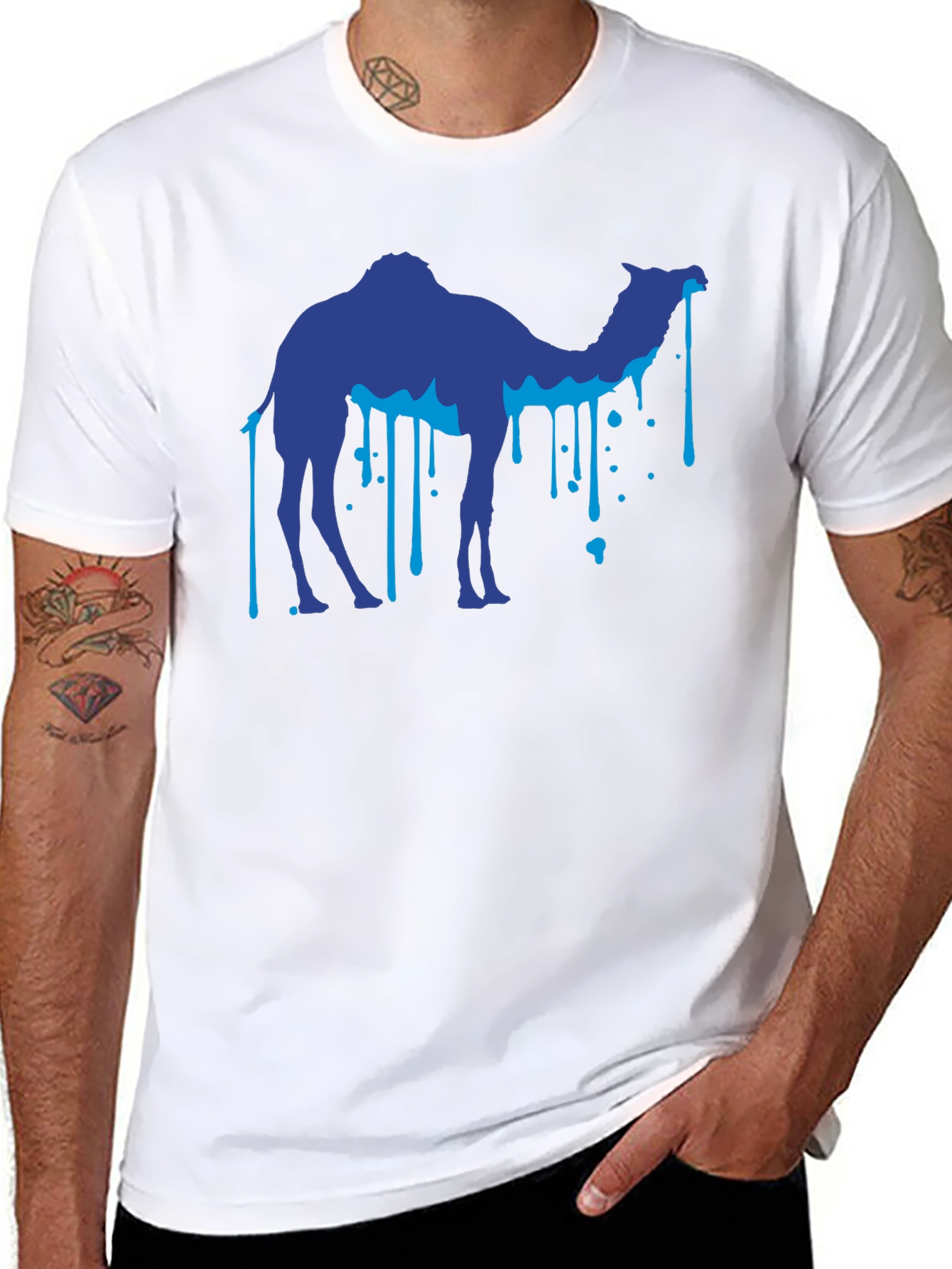 Cool Camel Drip Graphic Black T-Shirt
