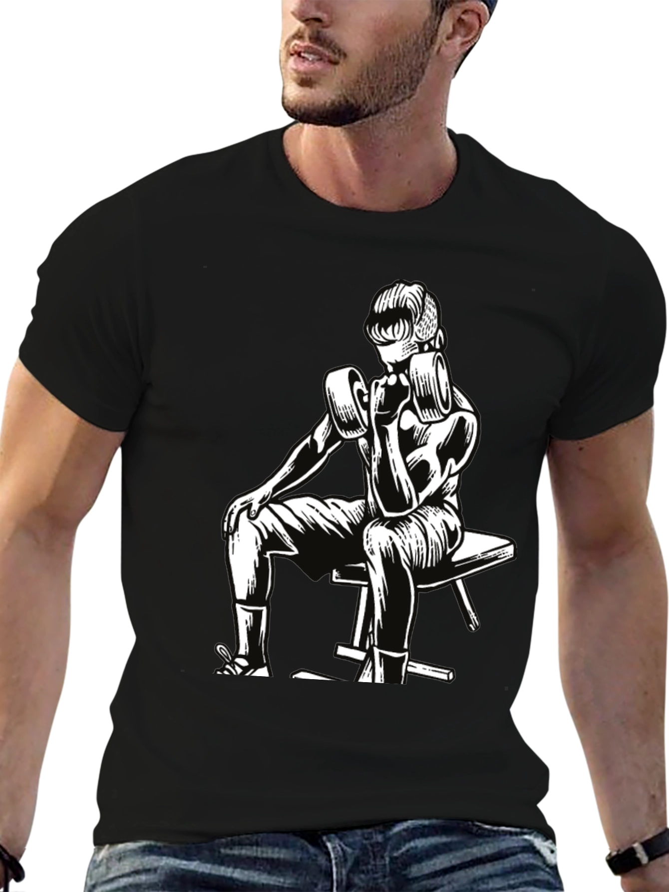 Retro Bodybuilder T-Shirt - Black